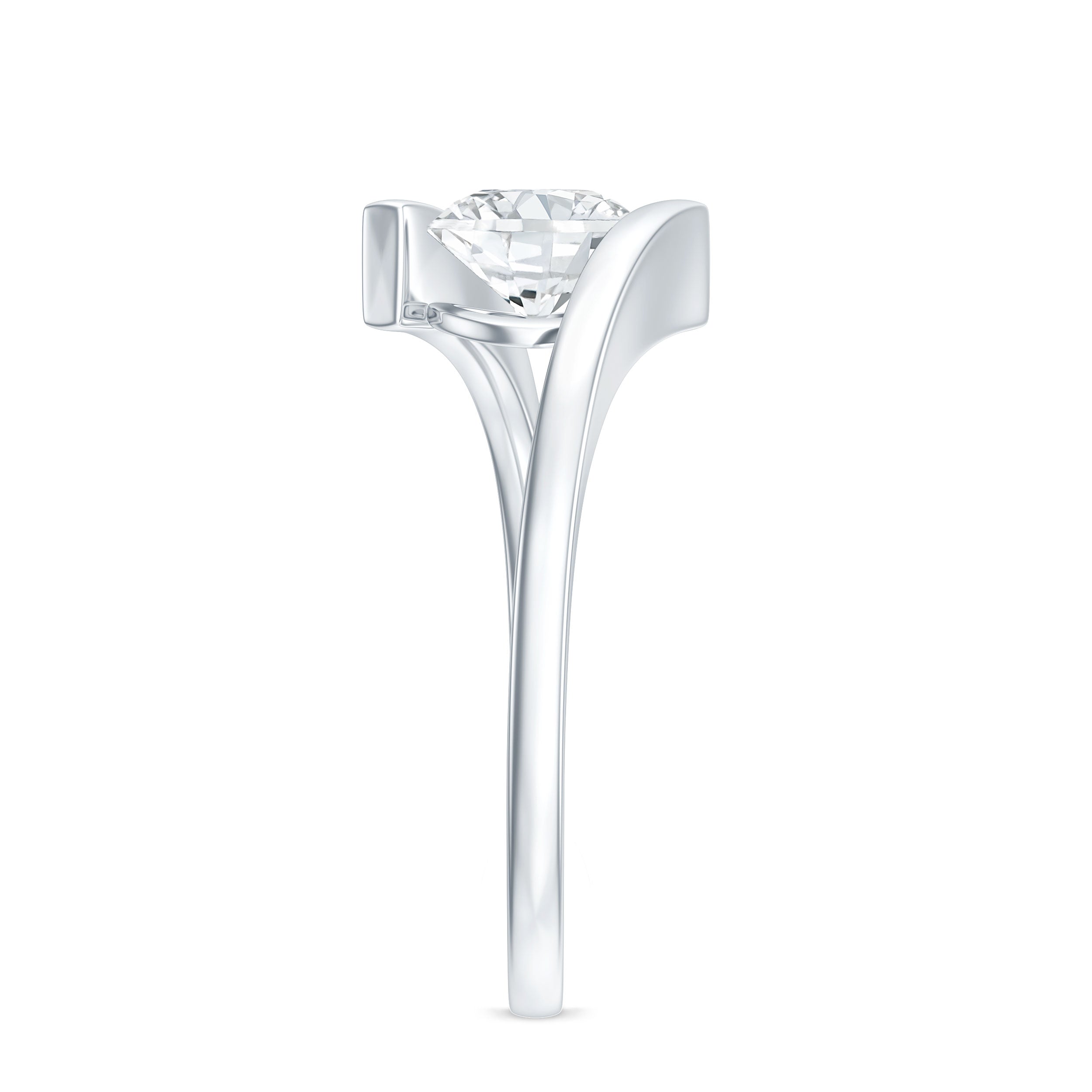 Certified 6 MM Lab Grown Diamond Tension Setting Engagement Ring Lab - ( EF-VS ) - Rosec Jewels