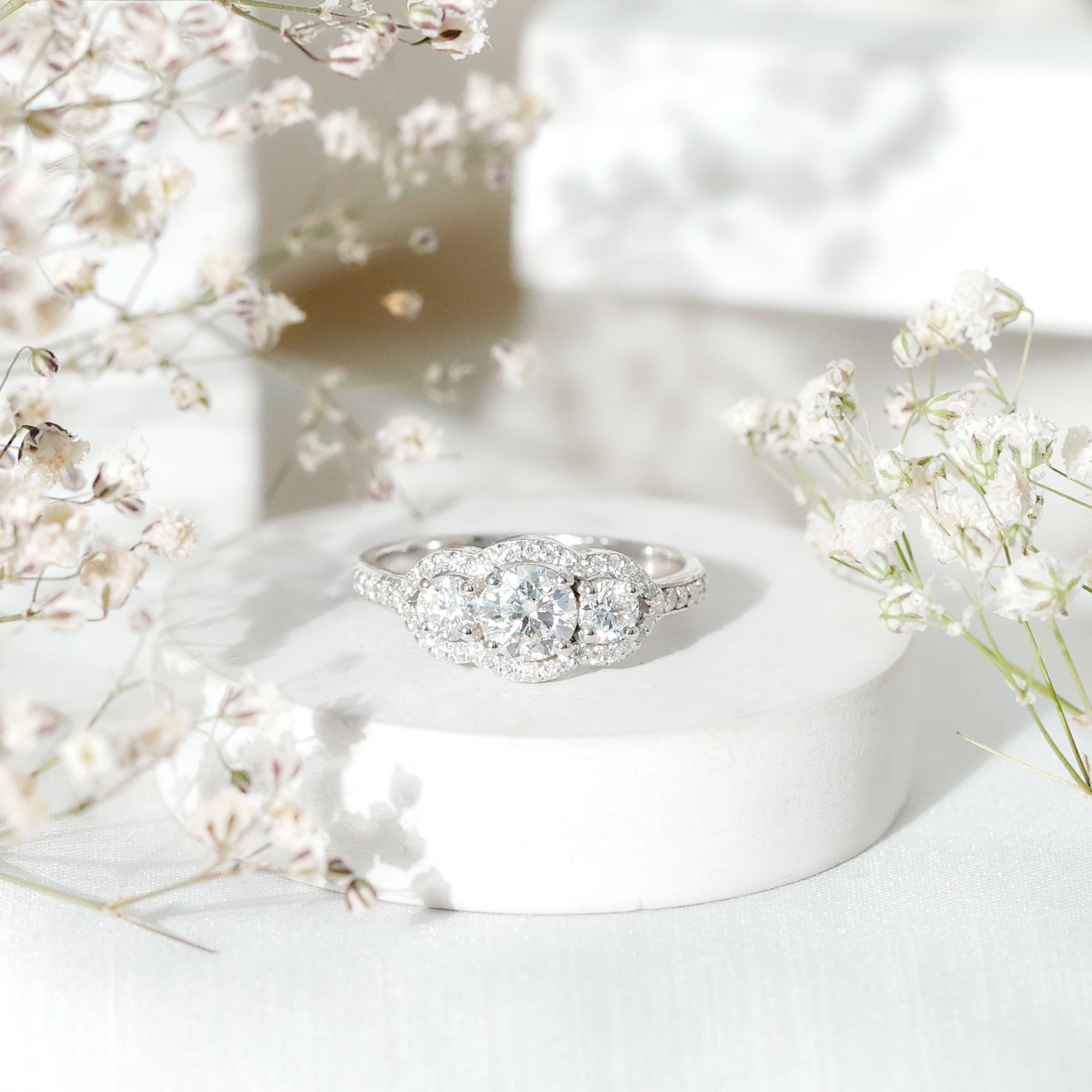 Certified Lab Grown Diamond 3 Stone Engagement Ring Lab - ( EF-VS ) - Rosec Jewels