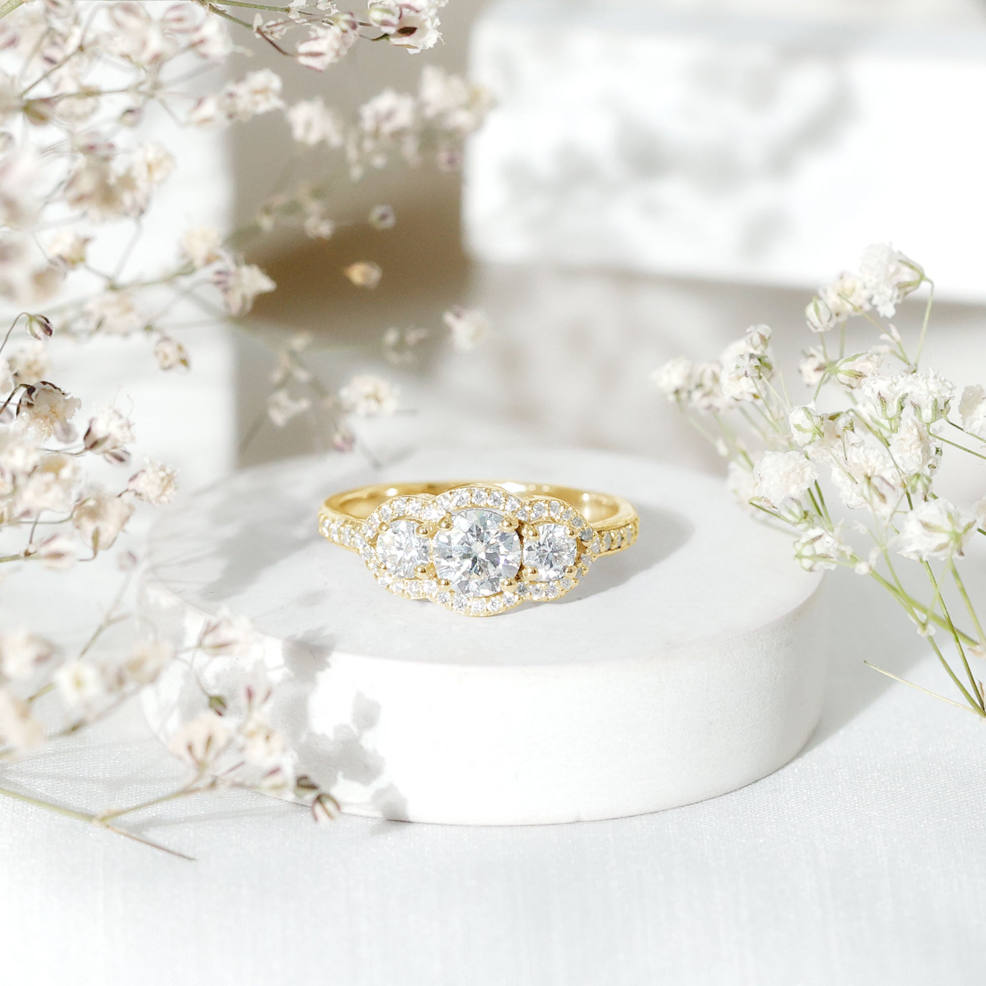 Certified Lab Grown Diamond 3 Stone Engagement Ring Lab - ( EF-VS ) - Rosec Jewels