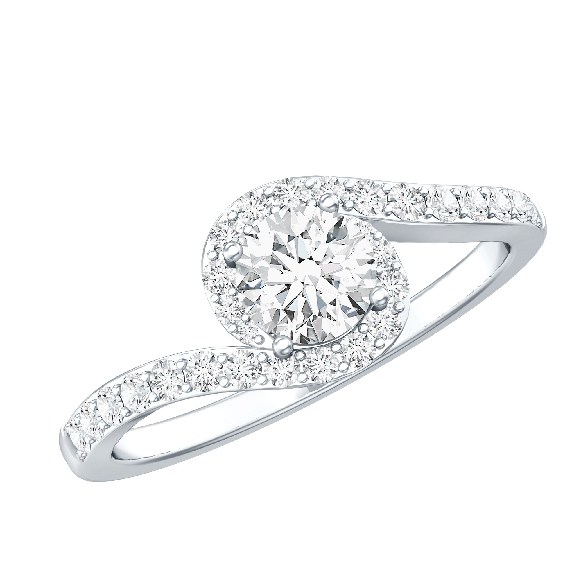 Certified 5 MM Lab Grown Diamond Bypass Engagement Ring