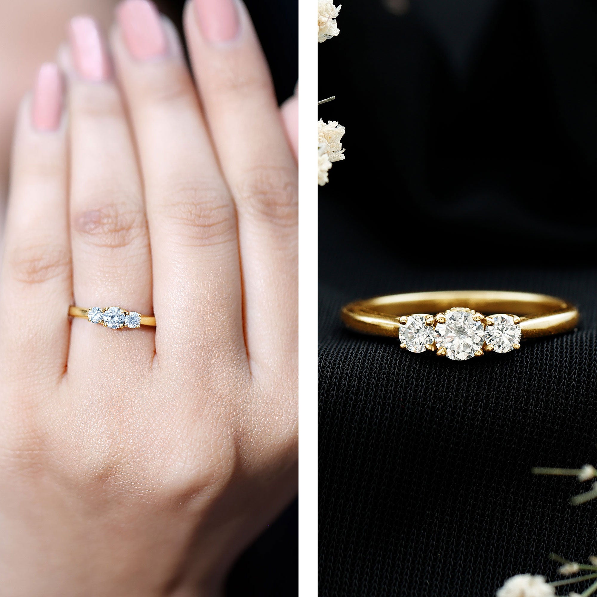 Rosec Jewels-Lab Grown Diamond Minimal 3 Stone Engagement Ring