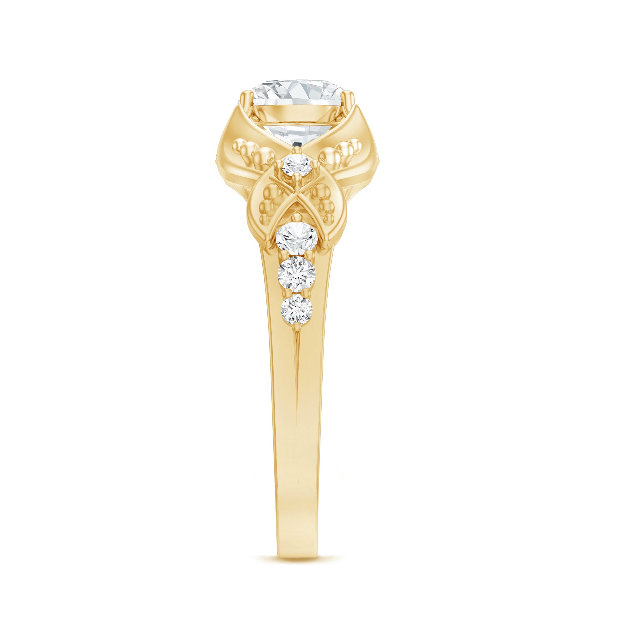 Certified 6 MM Lab Grown Diamond Vintage Inspired Engagement Ring Lab - ( EF-VS ) - Rosec Jewels