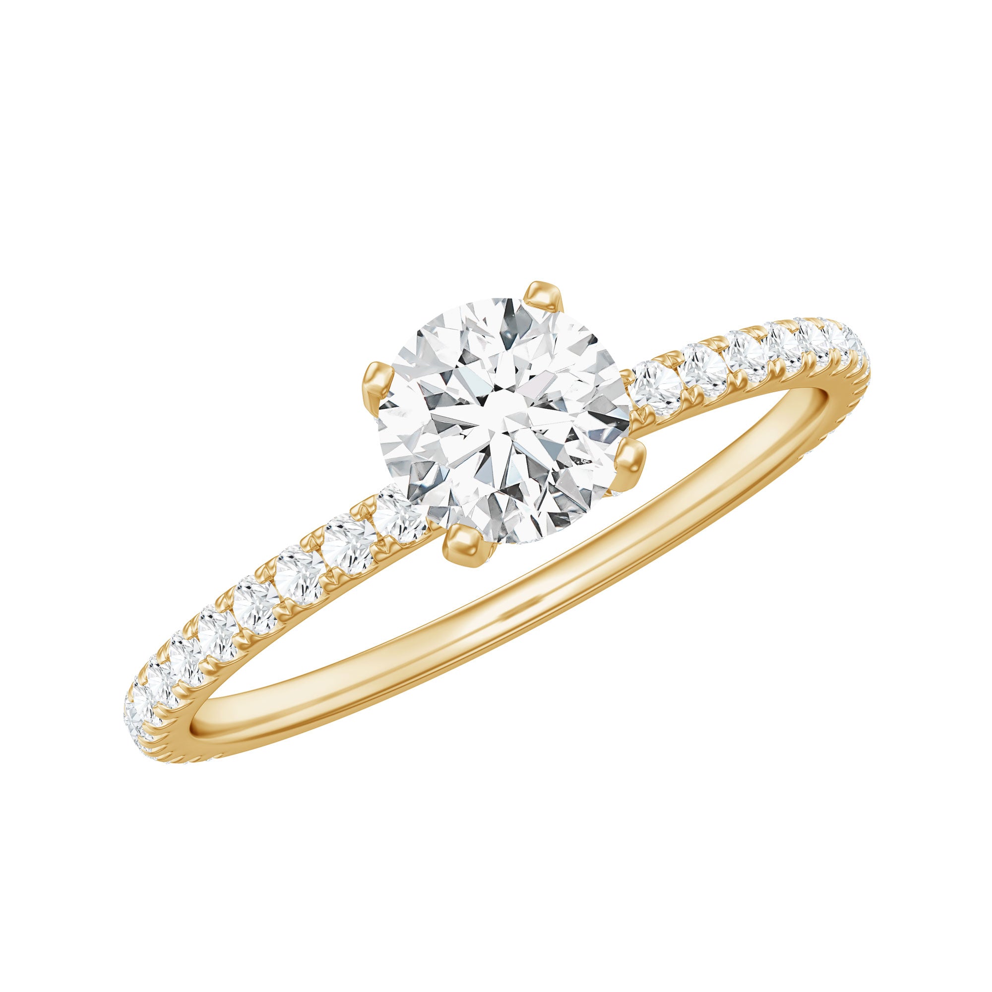 Rosec Jewels-Lab Grown Diamond 5 MM Solitaire Engagement Ring with Side Stones