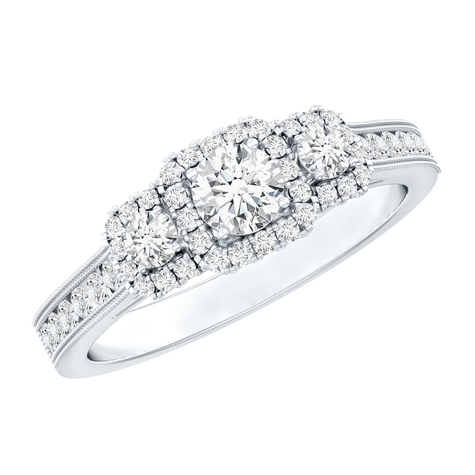 Certified Lab Grown Diamond Three Stone Engagement Ring