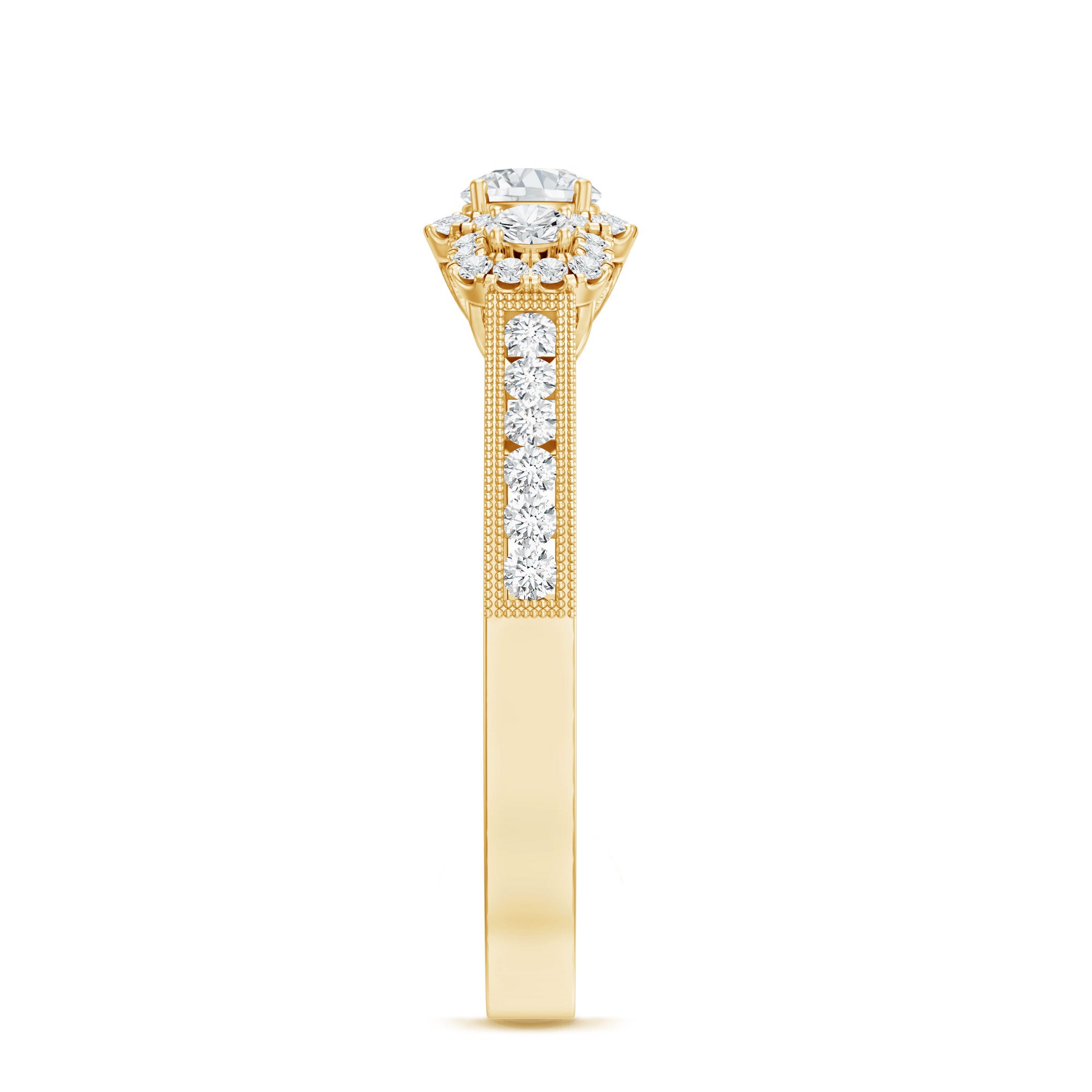 Certified Lab Grown Diamond Three Stone Engagement Ring Lab - ( EF-VS ) - Rosec Jewels