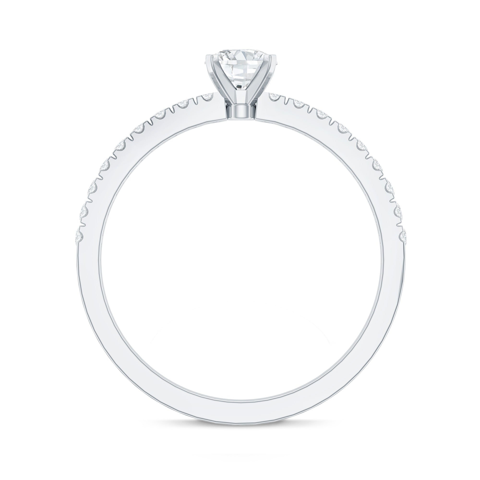 5 MM Lab Grown Diamond Simple Engagement Ring with Side Stones Lab - ( EF-VS ) - Rosec Jewels