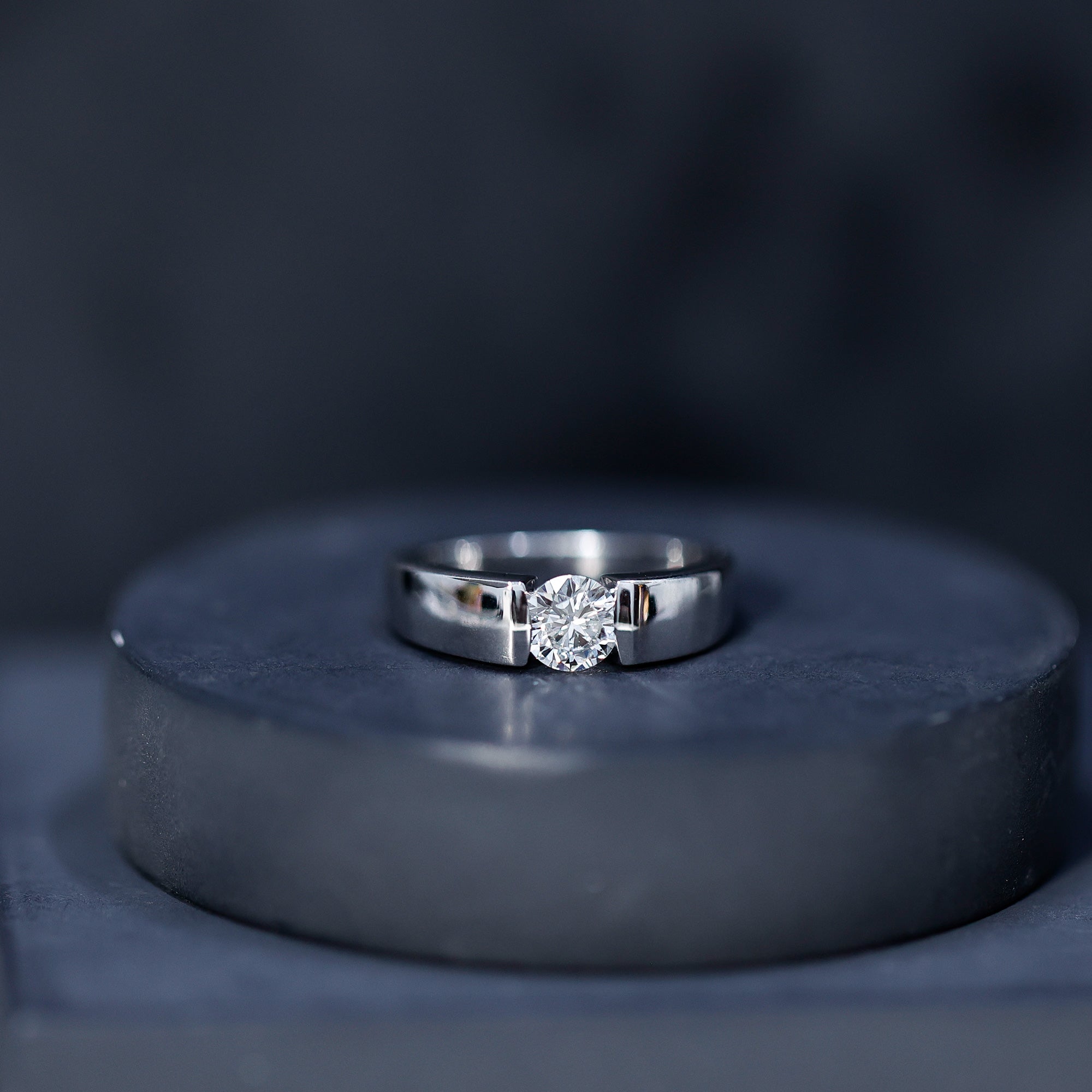 0.4 Carat Tension Mount Set Lab Grown Diamond Solitaire Band Ring Lab - ( EF-VS ) - Rosec Jewels