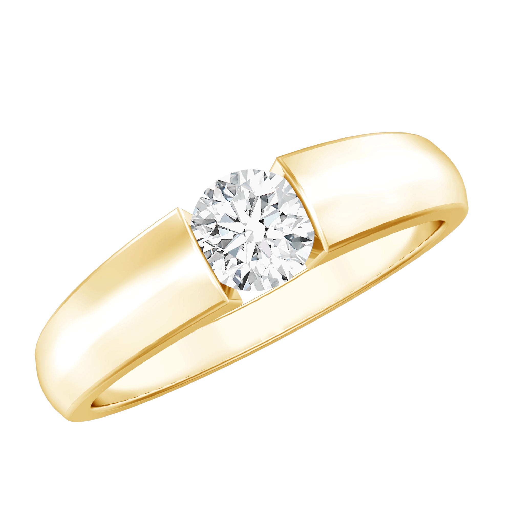 0.4 Carat Tension Mount Set Lab Grown Diamond Solitaire Band Ring Lab - ( EF-VS ) - Rosec Jewels