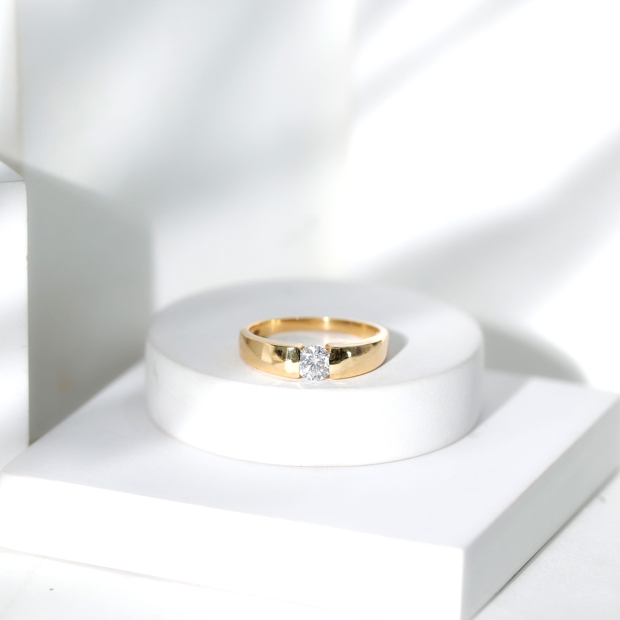 Rosec Jewels-Lab Grown Diamond 5 MM Solitaire Band Ring