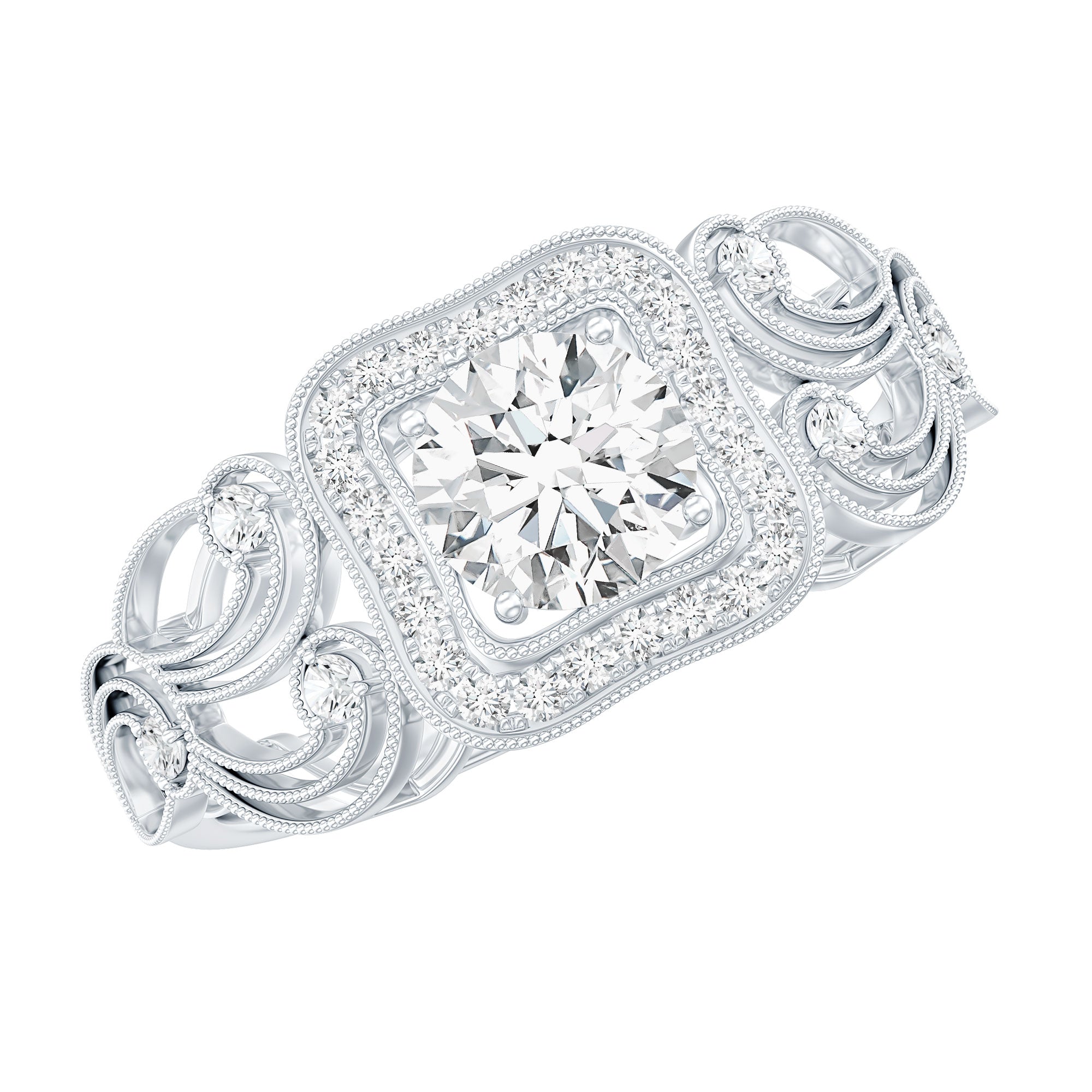 Certified Lab Grown Diamond Art Deco Engagement Ring For Women