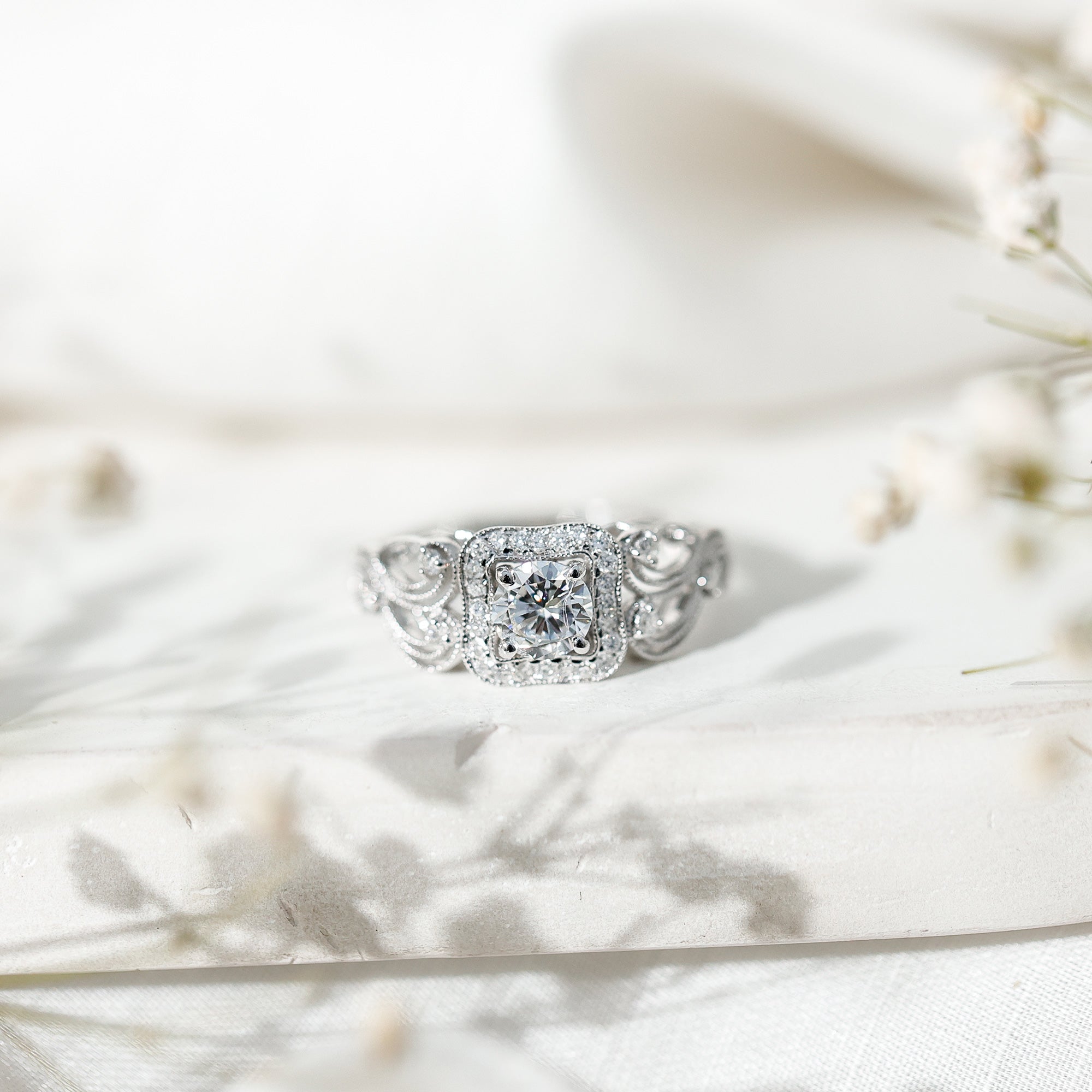 Certified Lab Grown Diamond Art Deco Engagement Ring For Women Lab - ( EF-VS ) - Rosec Jewels