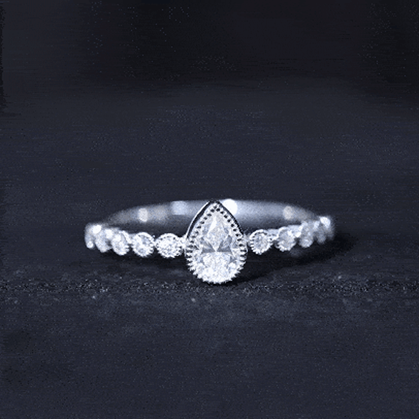 Rosec Jewels-Lab Grown Diamond 5X7 MM Pear Shaped Engagement Ring With Side Stones