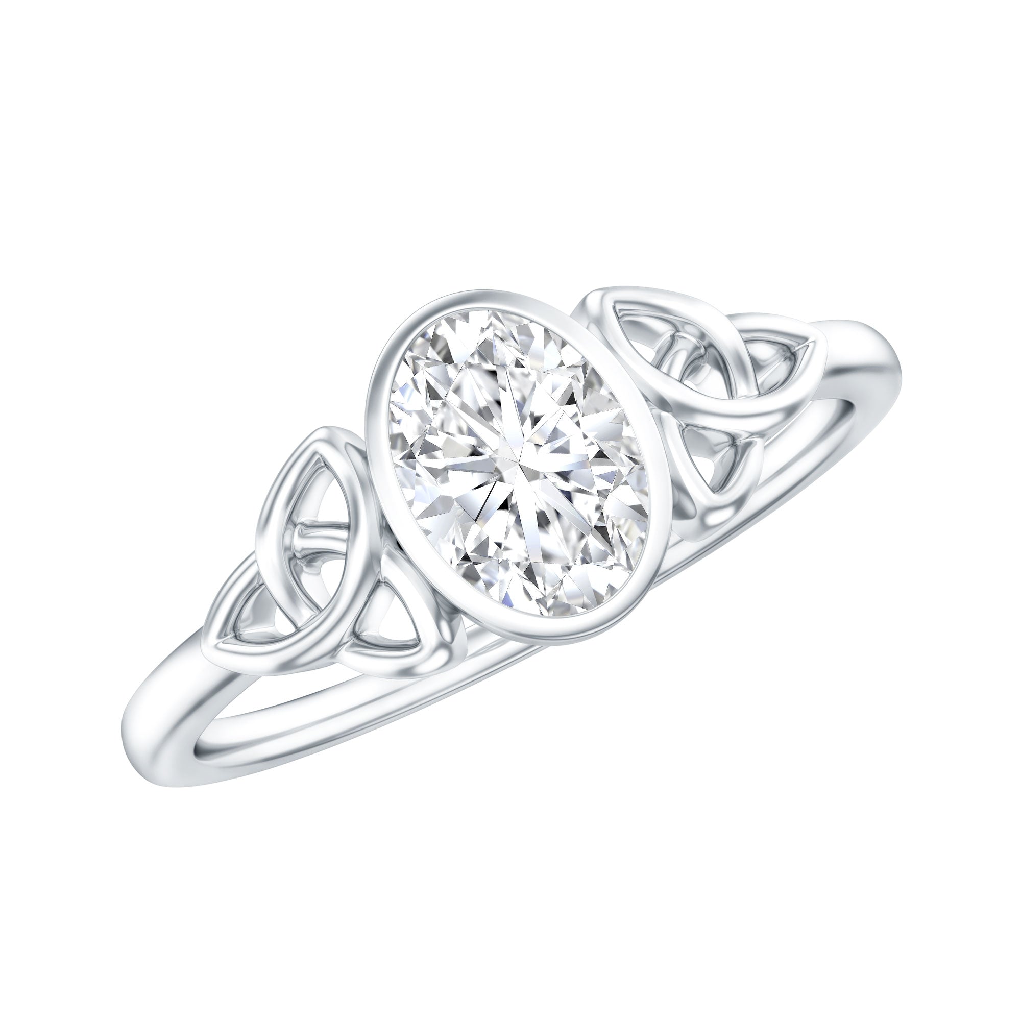 Rosec Jewels-5X7 MM Oval Lab Grown Diamond Celtic Knot Engagement Ring