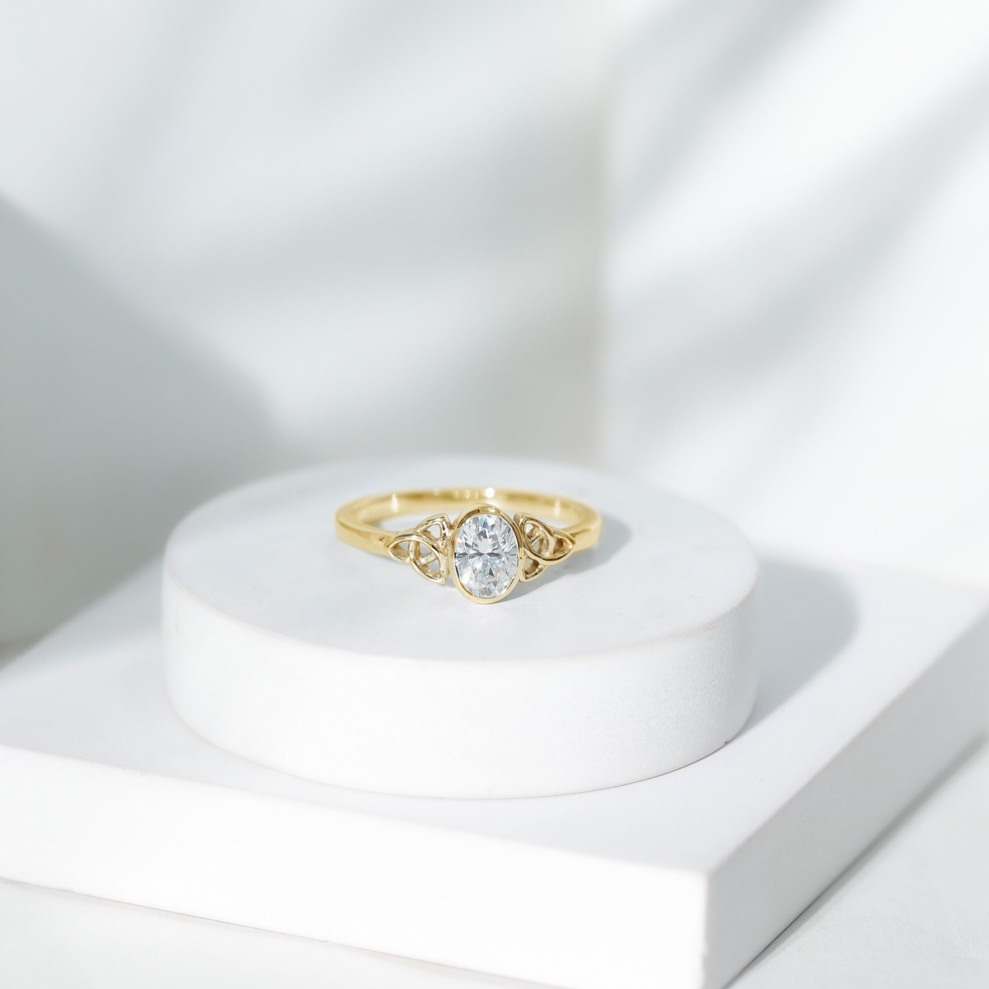Rosec Jewels-5X7 MM Oval Lab Grown Diamond Celtic Knot Engagement Ring