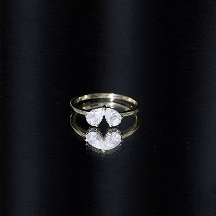 Certified Lab Grown Diamond 2 Stone Promise Ring Lab - ( EF-VS ) - Rosec Jewels