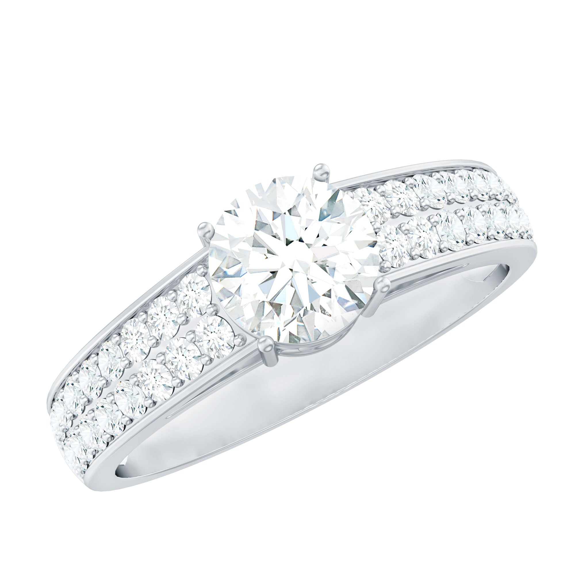 Certified Lab Grown Diamond 1Ct Engagement Ring With Side Stones