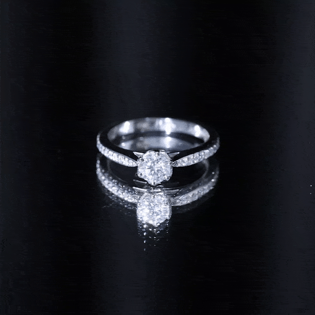 Lab Grown Diamond Solitaire Engagement Ring with Side Stones Lab - ( EF-VS ) - Rosec Jewels