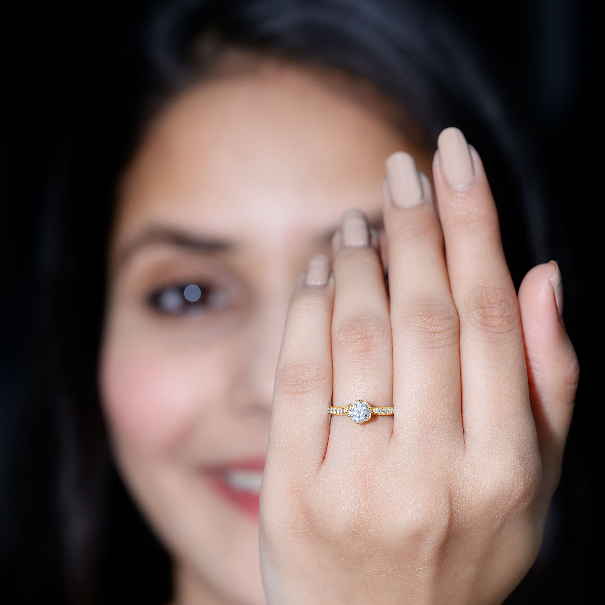 Rosec Jewels-Lab Grown Diamond Solitaire Engagement Ring with Side Stones