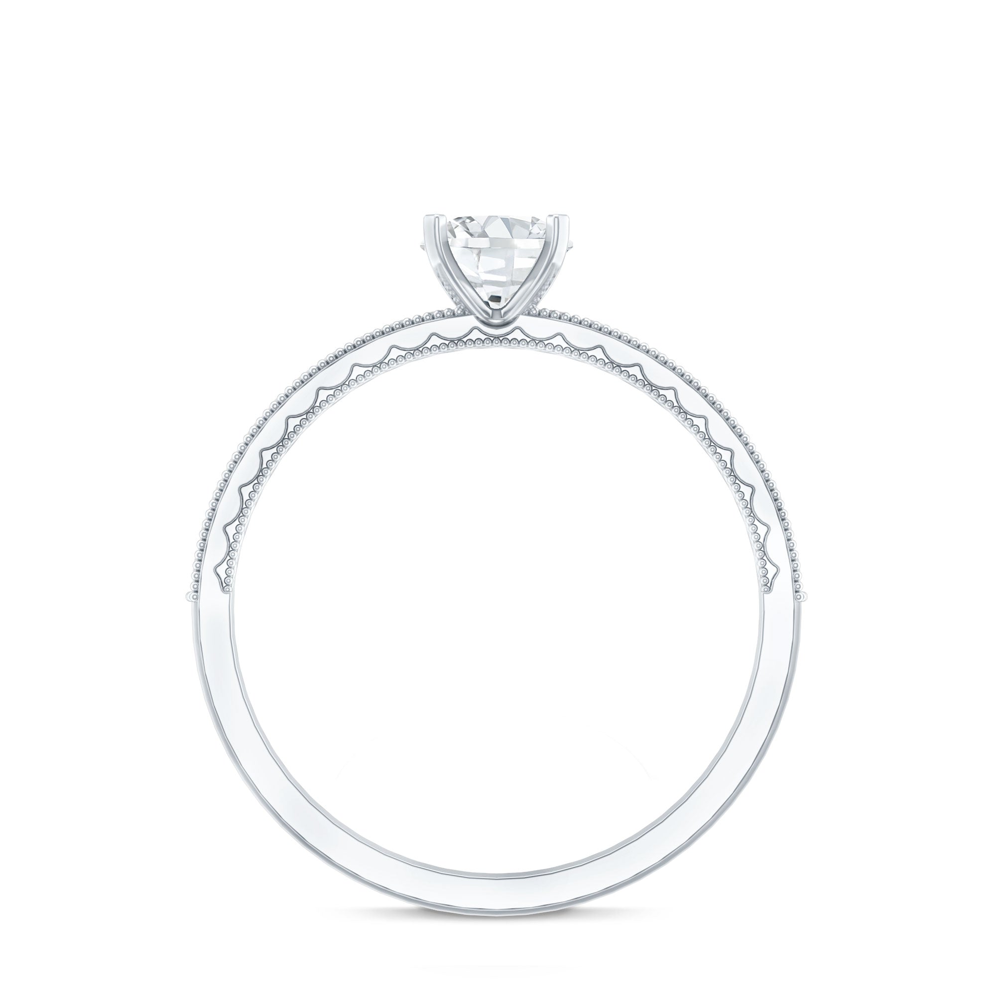 5MM Lab Grown Diamond Engagement Ring With Side Stones Lab - ( EF-VS ) - Rosec Jewels