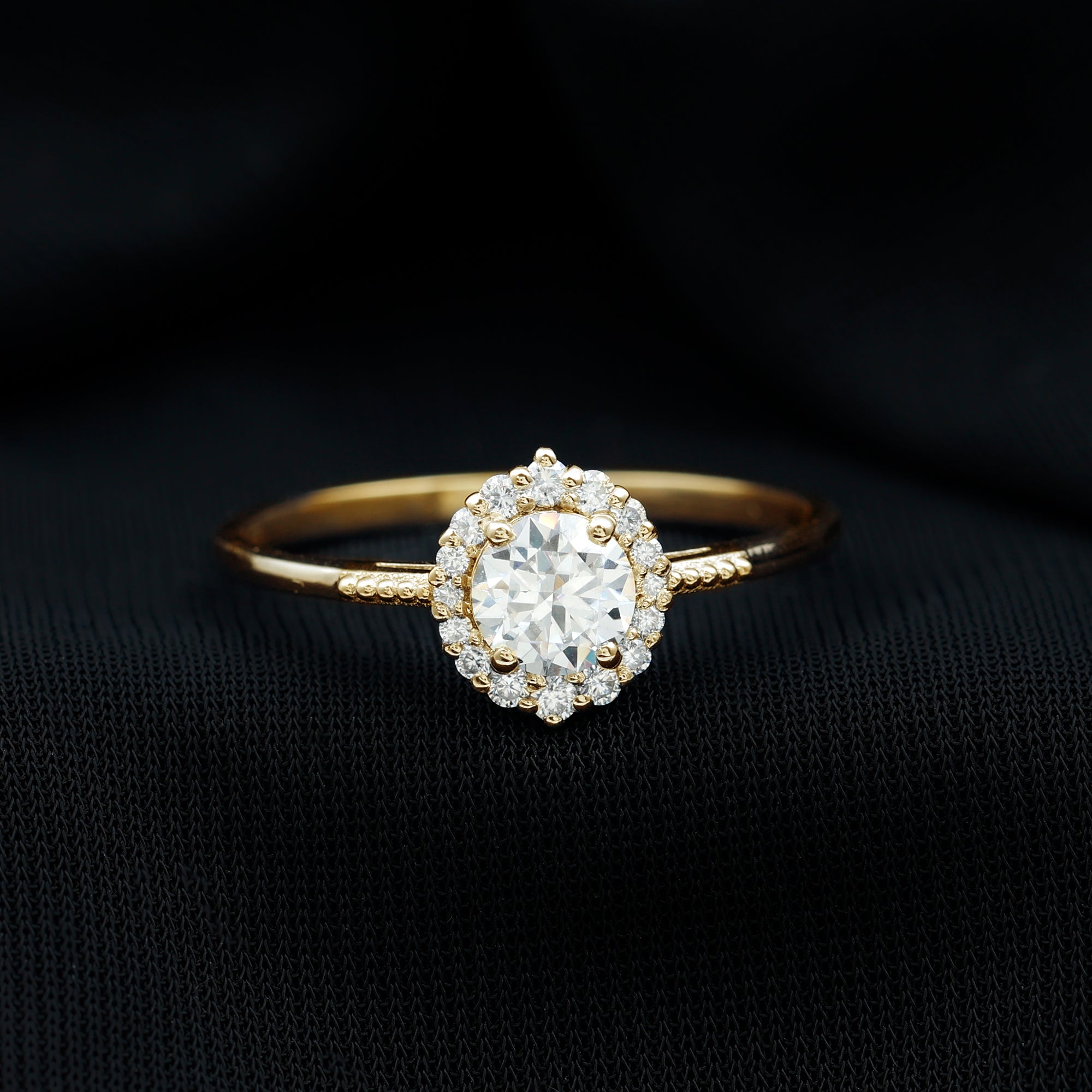 Classic Lab Grown Diamond Halo Engagement Ring Lab - ( EF-VS ) - Rosec Jewels