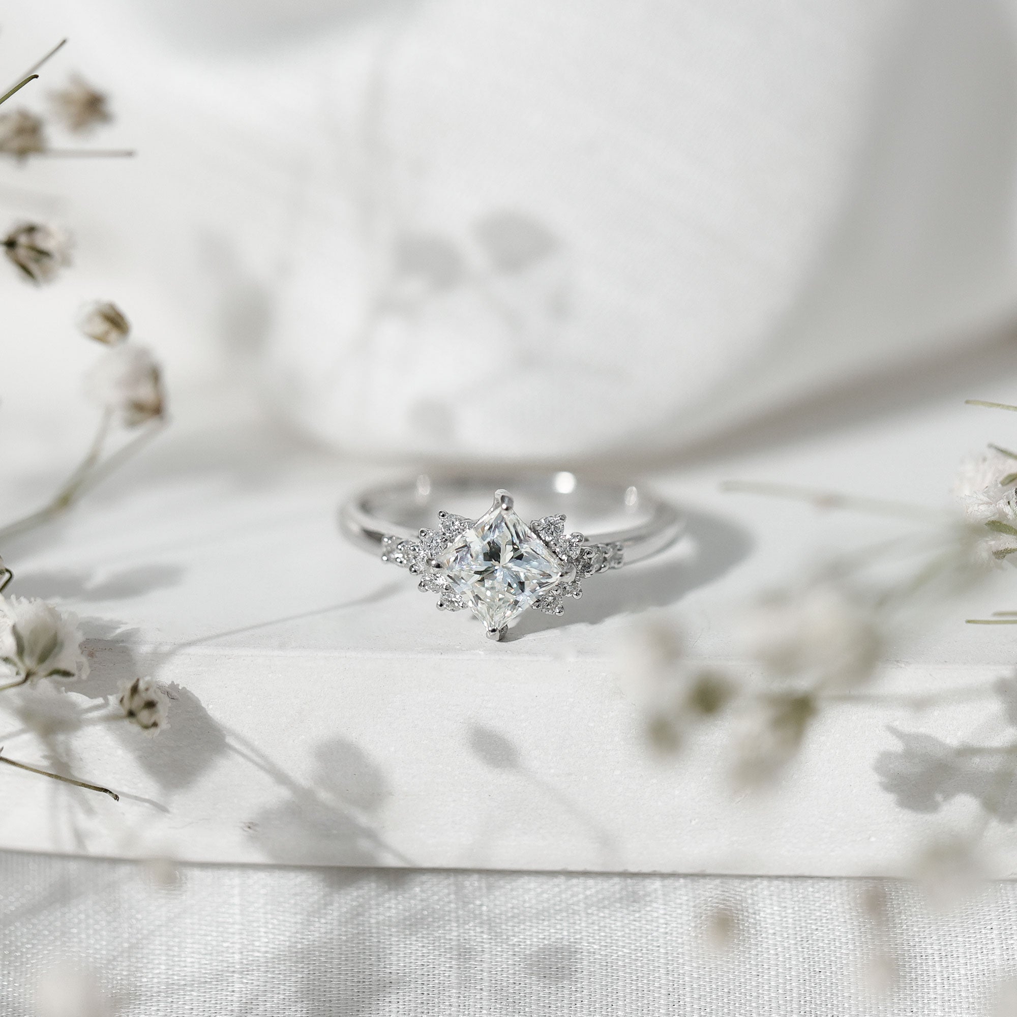Certified 5 MM Lab Grown Diamond Princess Cut Engagement Ring Lab - ( EF-VS ) - Rosec Jewels
