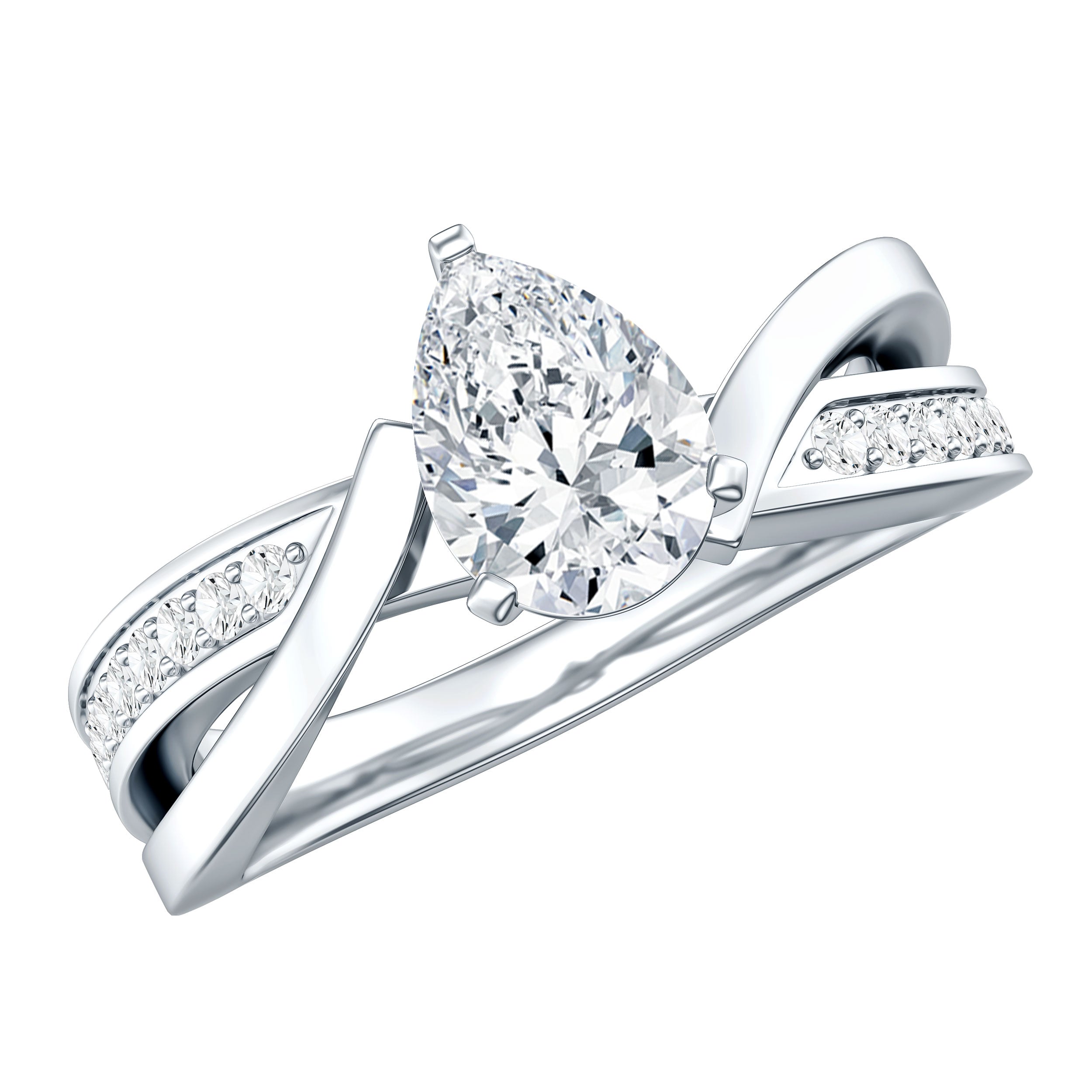 Certified Lab Grown Diamond 5X7 MM Pear Shaped Engagement Ring Lab - ( EF-VS ) - Rosec Jewels