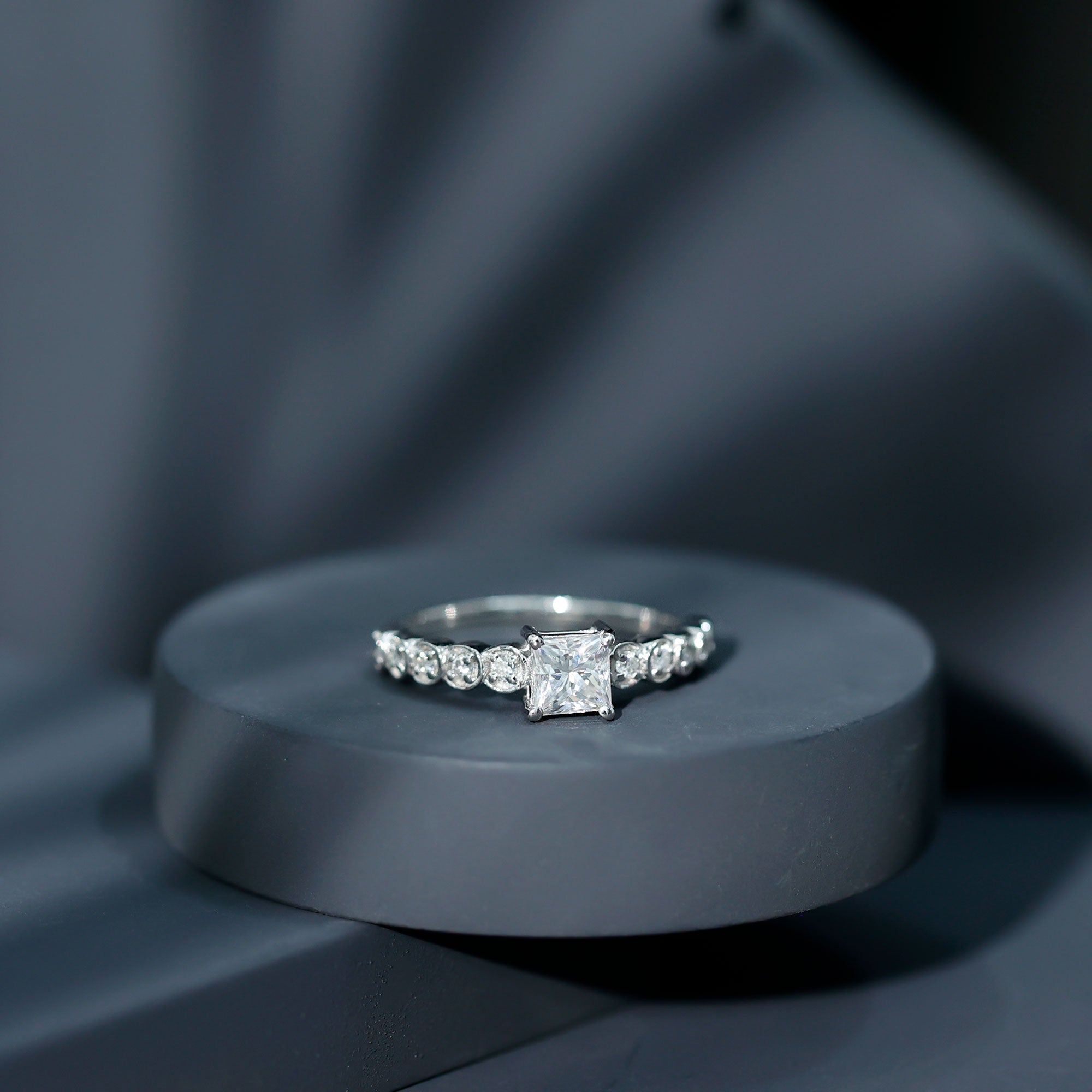 Rosec Jewels-Lab Grown Diamond 5 MM Princess Cut Engagement Ring With Side Stones