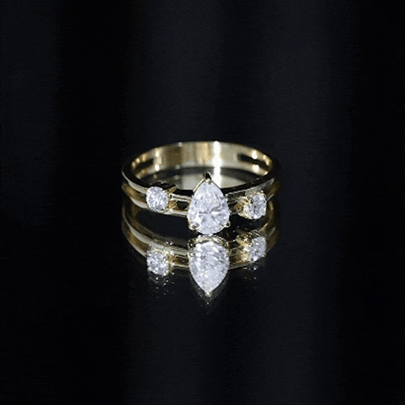 Rosec Jewels-Lab Grown Diamond 5X7 MM Teardrop Double Band Engagement Ring