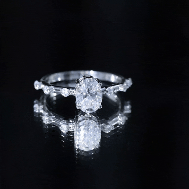 Lab Grown Diamond 6X8 MM Oval Solitaire Engagement Ring Lab - ( EF-VS ) - Rosec Jewels