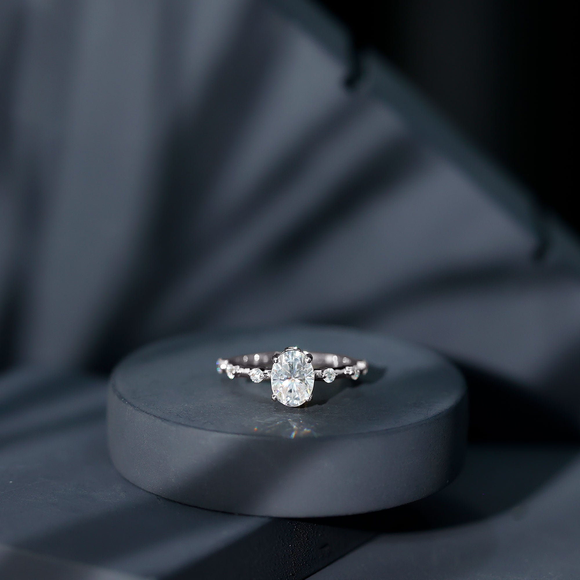 Lab Grown Diamond 6X8 MM Oval Solitaire Engagement Ring Lab - ( EF-VS ) - Rosec Jewels