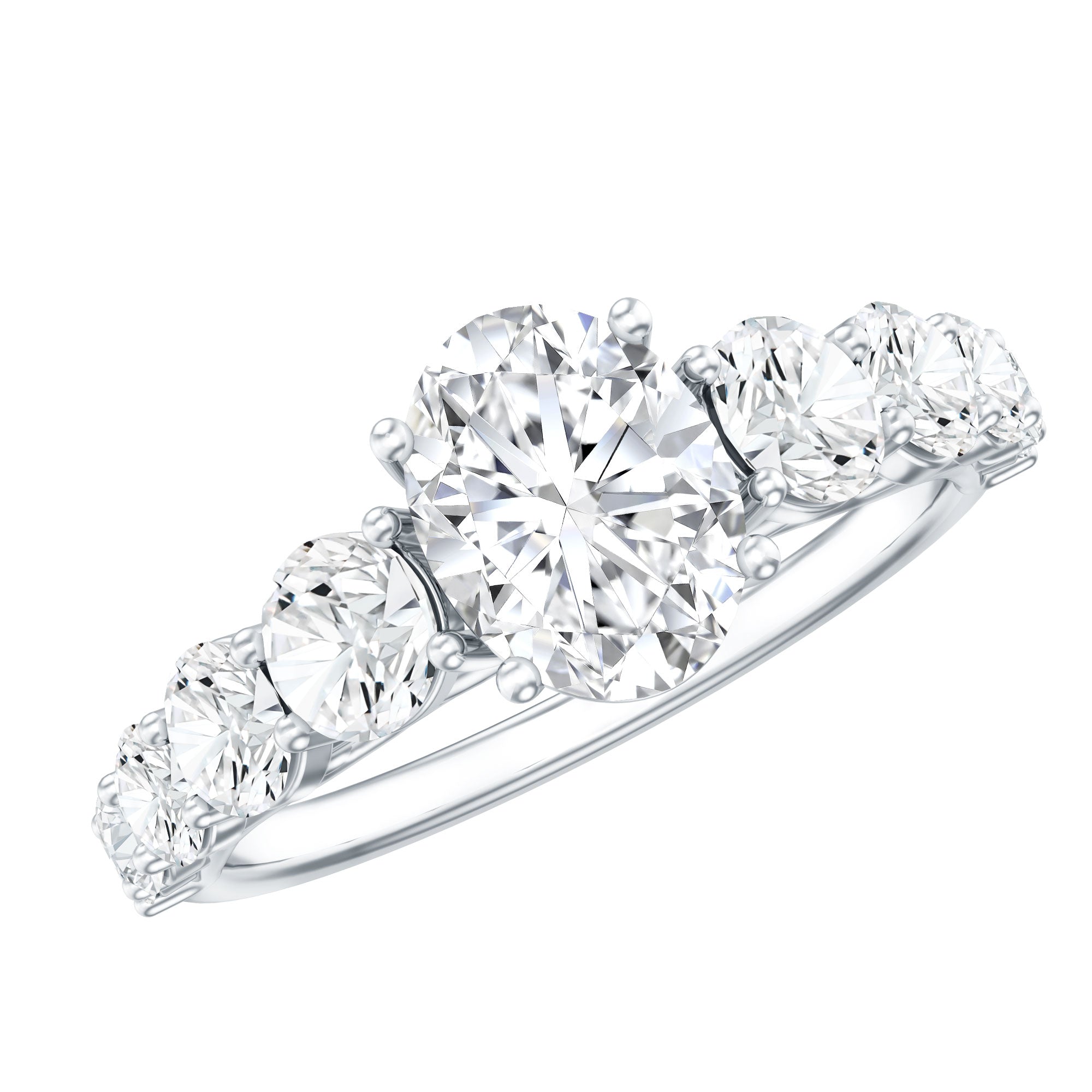 Rosec Jewels-Lab Grown 1.2 Carat Diamond Oval Engagement Ring With Side Stones