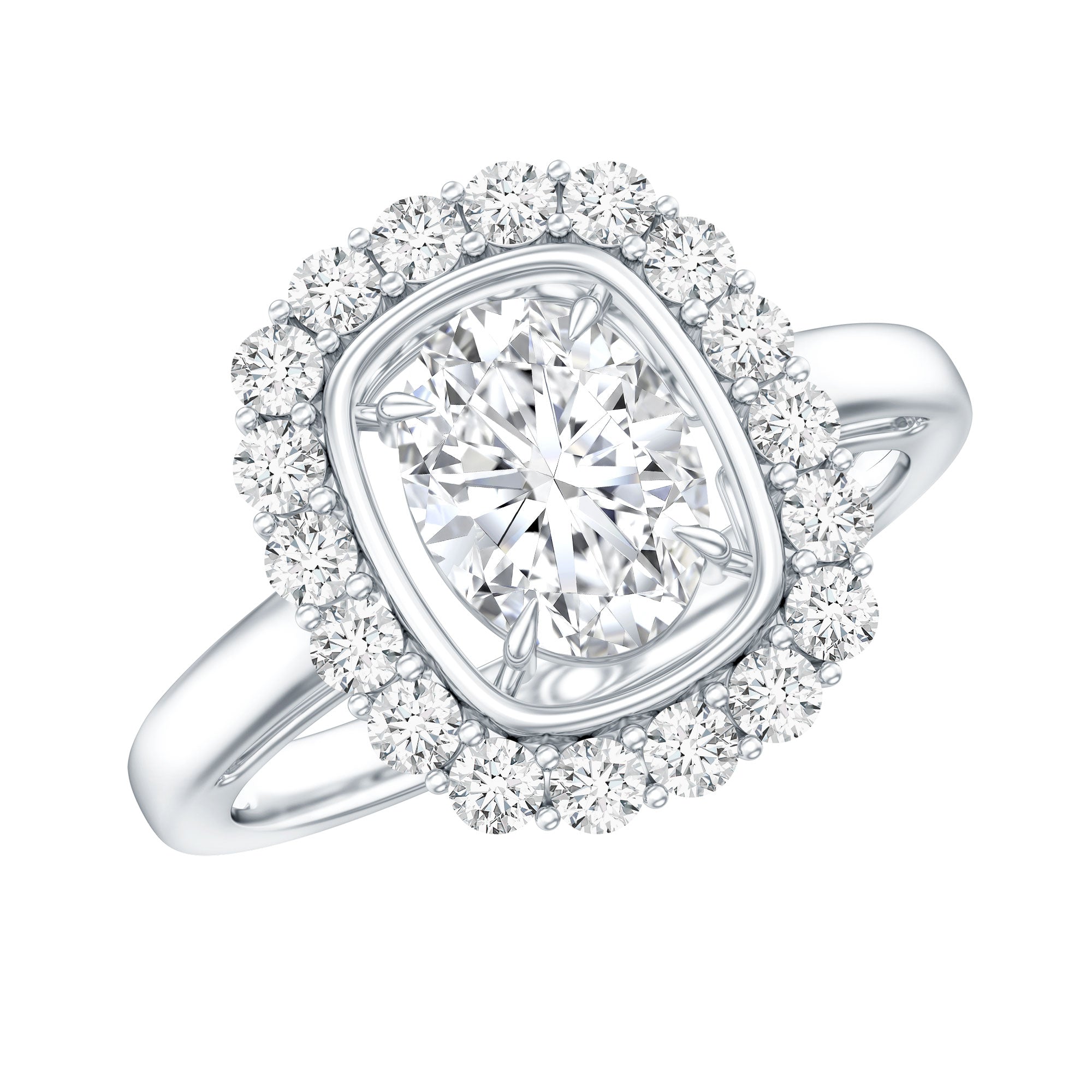 Rosec Jewels-Certified 6X8 MM Oval Lab Grown Diamond Halo Engagement Ring