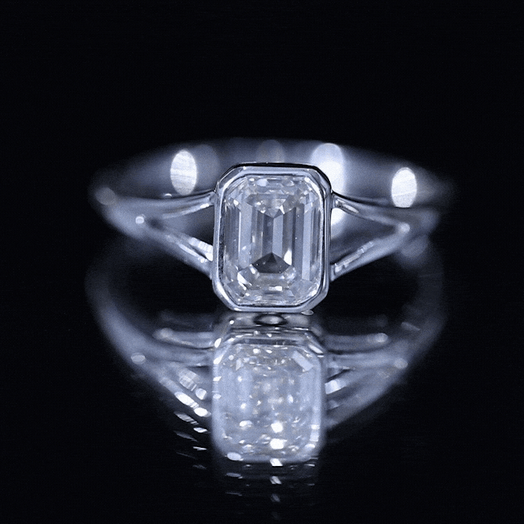 Certified Lab Grown Diamond 6X8 MM Emerald Cut Engagement Ring Lab - ( EF-VS ) - Rosec Jewels