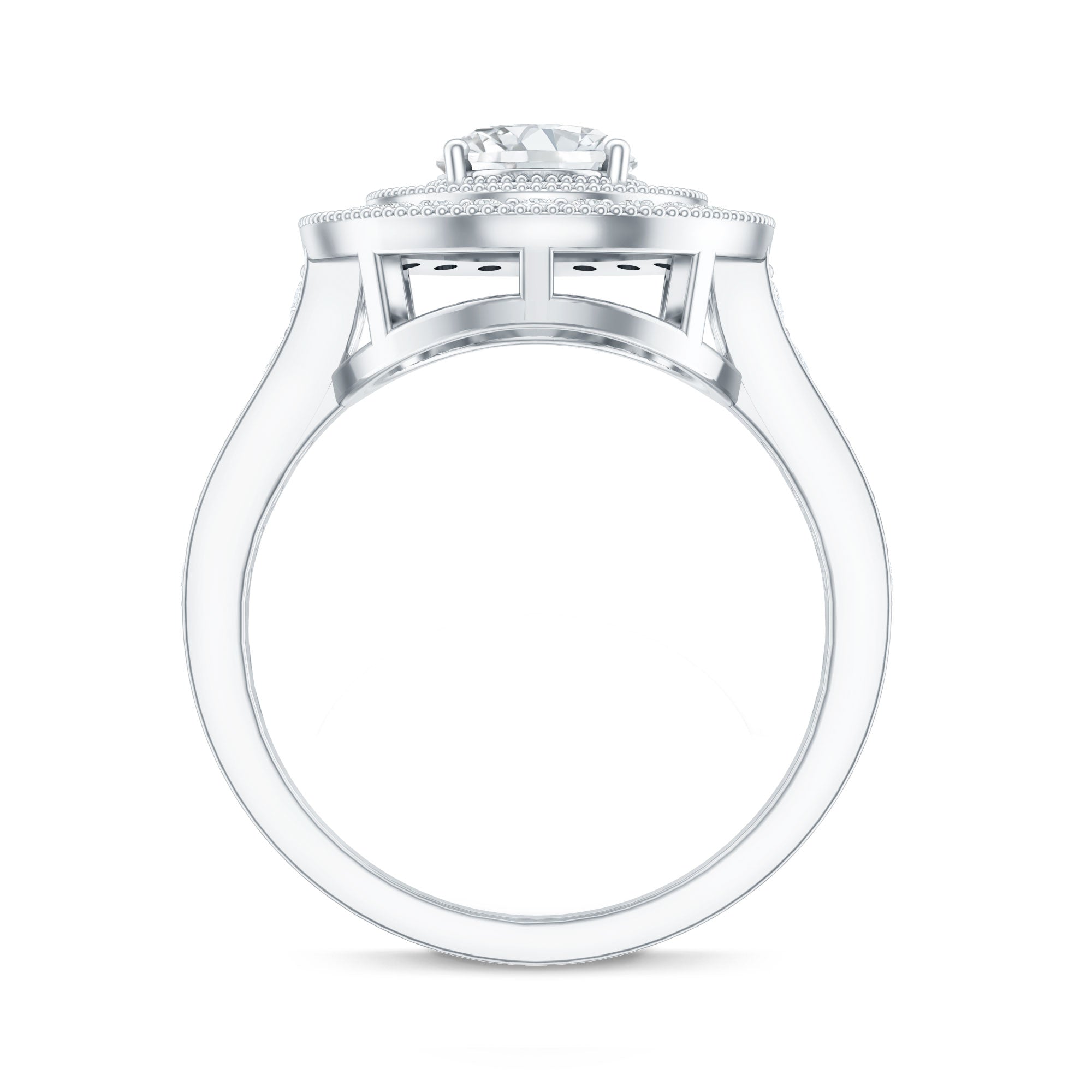 Certified 6X8 MM Oval Lab Grown Diamond Double Halo Engagement Ring Lab - ( EF-VS ) - Rosec Jewels