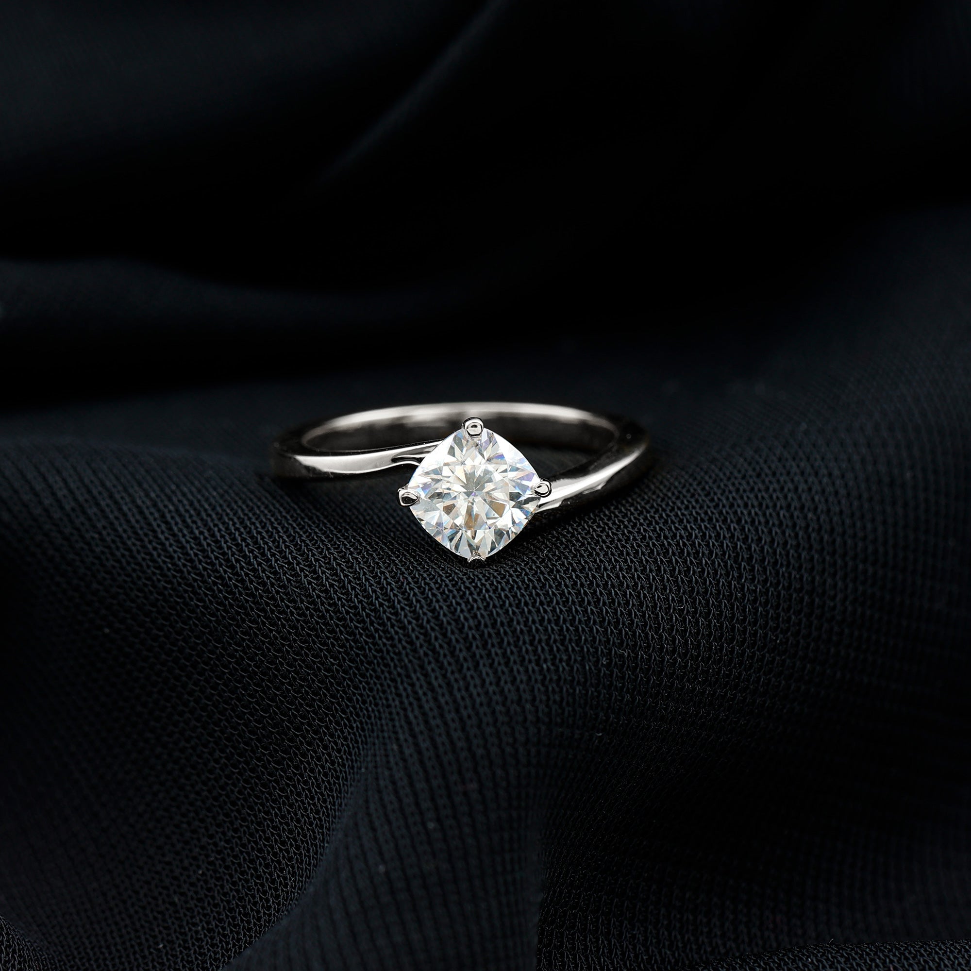 Certified 6 MM Cushion Lab Grown Diamond Solitaire Engagement Ring Lab - ( EF-VS ) - Rosec Jewels
