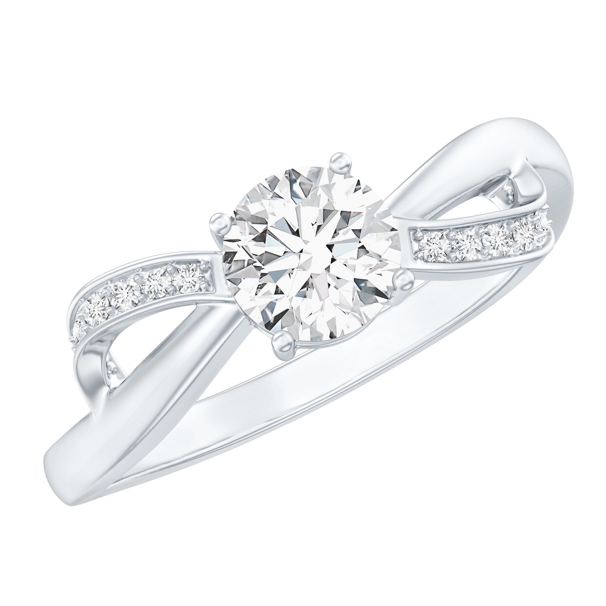 Certified 6 MM Lab Grown Diamond Prong Set Twisted Engagement Ring Lab - ( EF-VS ) - Rosec Jewels