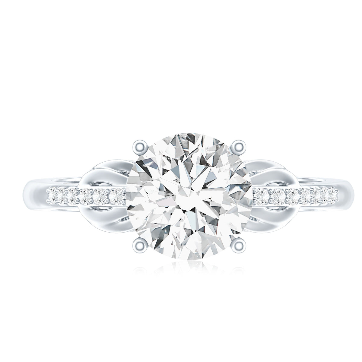 IGI Certified 2 Carat Round Lab Grown Diamond Unique Engagement Ring Lab - ( E-VS1 ) - Rosec Jewels