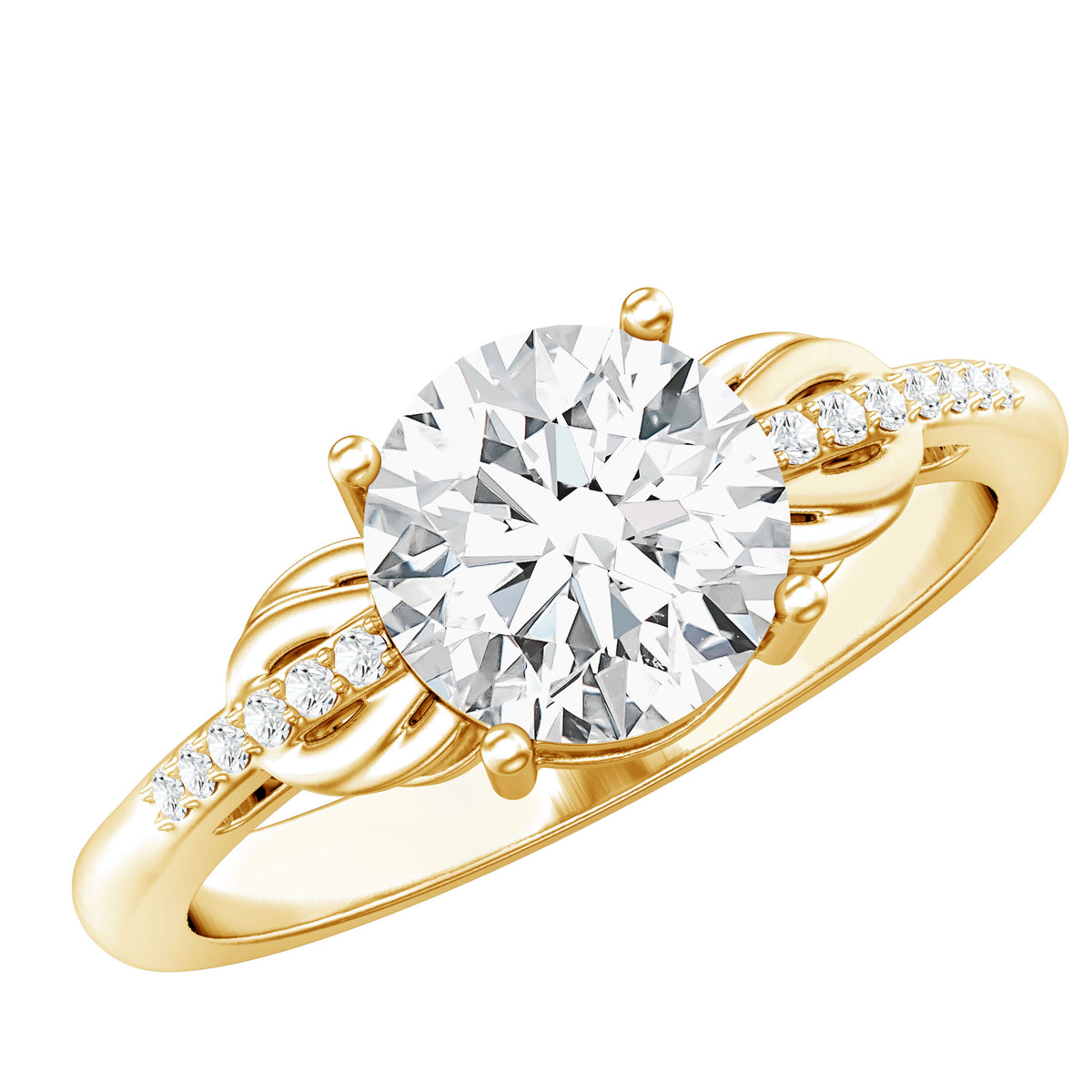 IGI Certified 2 Carat Round Lab Grown Diamond Unique Engagement Ring Lab - ( E-VS1 ) - Rosec Jewels