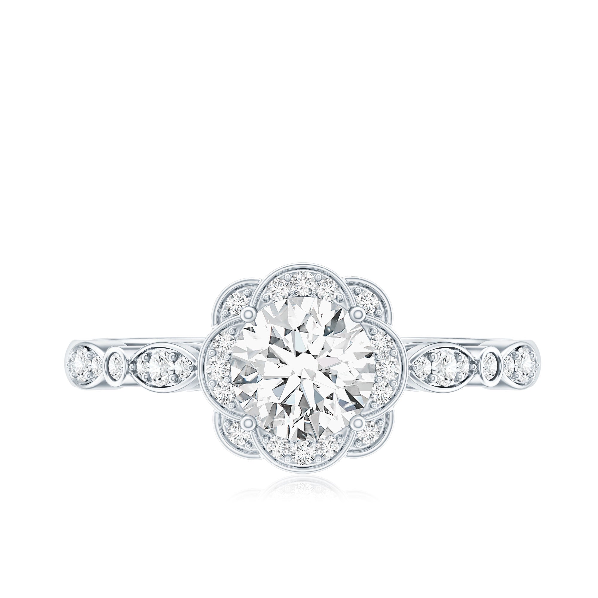 Certified 6MM Lab Grown Diamond Nature Engagement Ring Lab - ( EF-VS ) - Rosec Jewels