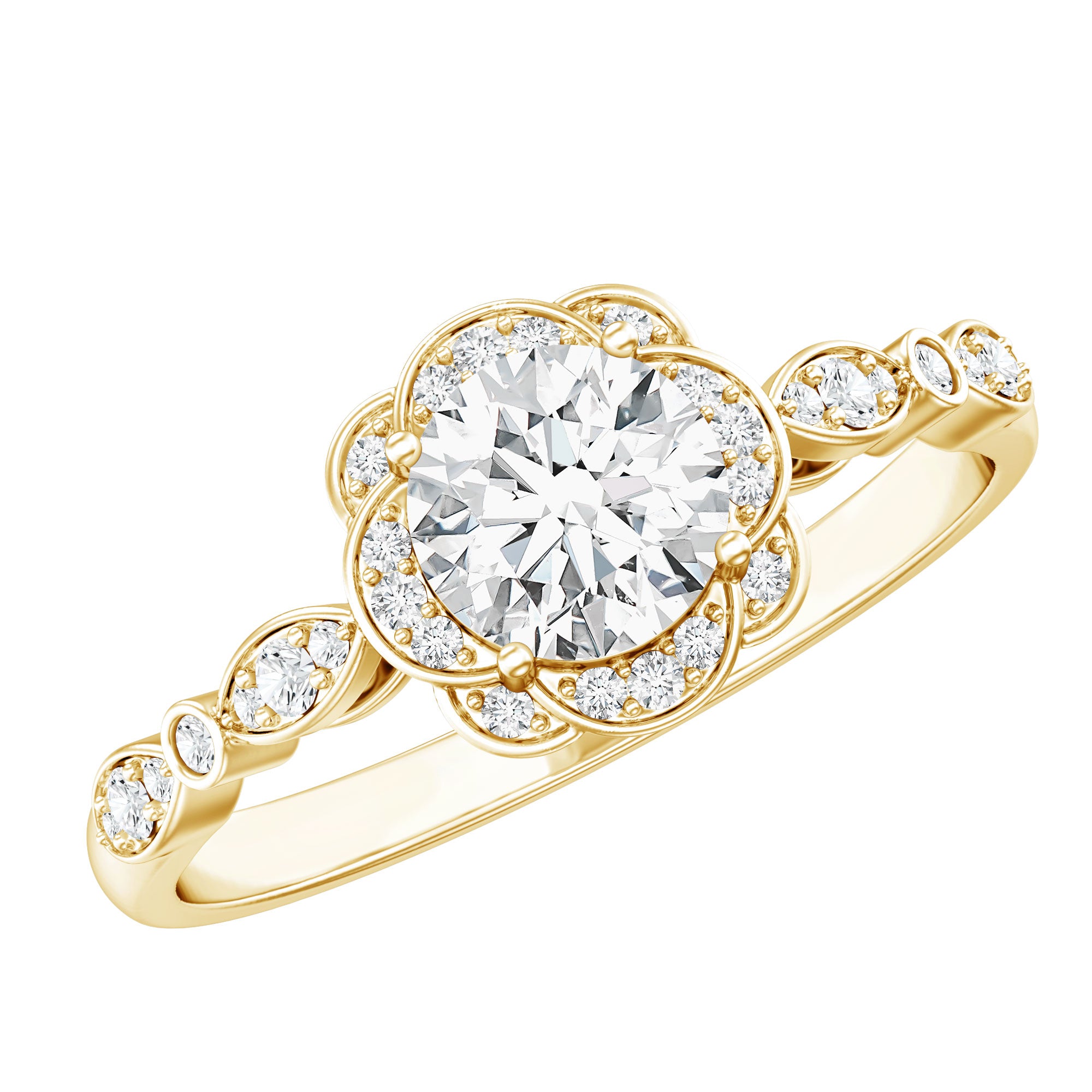 Certified 6MM Lab Grown Diamond Nature Engagement Ring Lab - ( EF-VS ) - Rosec Jewels