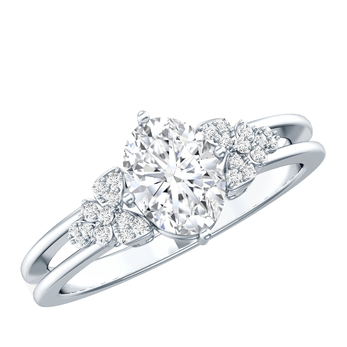 IGI Certified 1 Carat Lab Grown Oval Diamond Designer Engagement Ring Lab - ( E-VS1 ) - Rosec Jewels