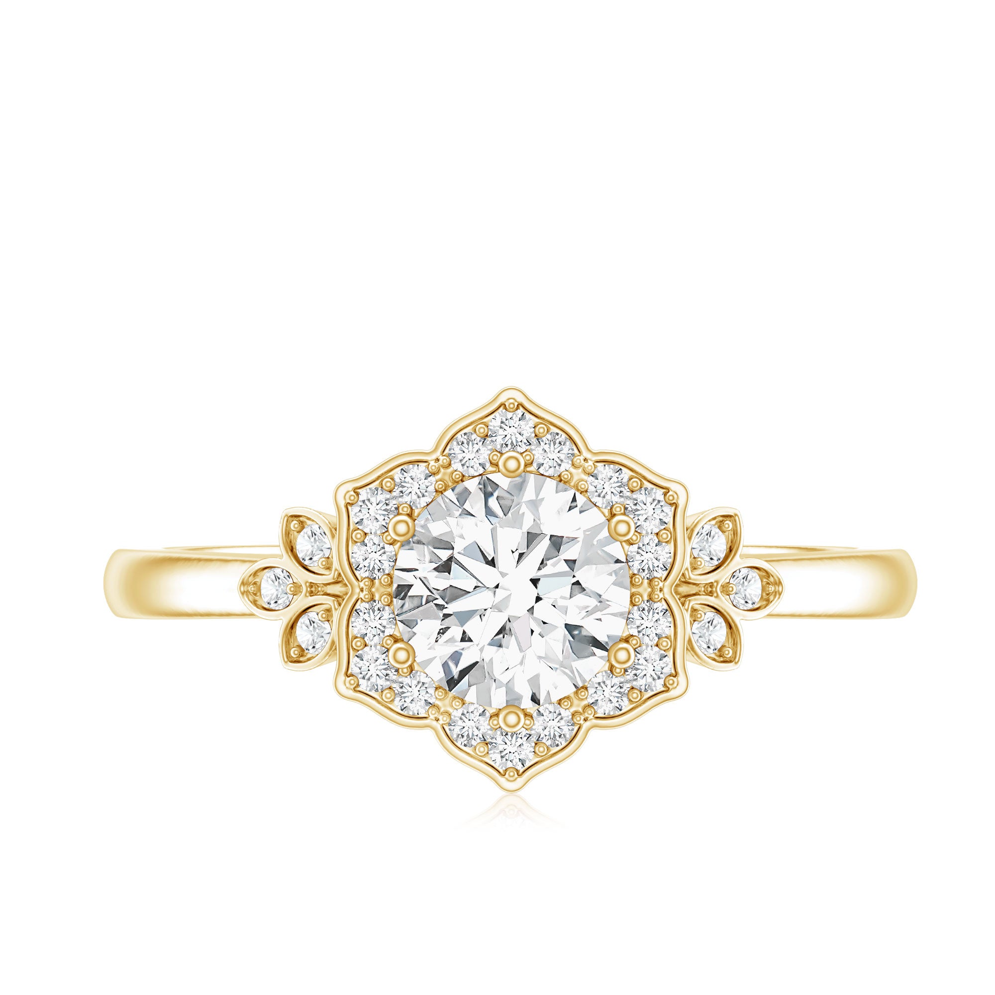 Rosec Jewels-Certified Lab Grown Diamond Art Deco Flower Engagement Ring