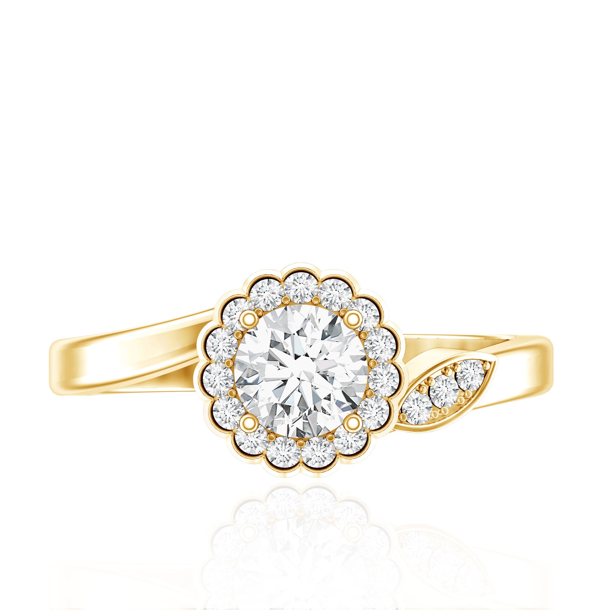 Certified 5 MM Lab Grown Diamond Floral Engagement Ring Lab - ( EF-VS ) - Rosec Jewels