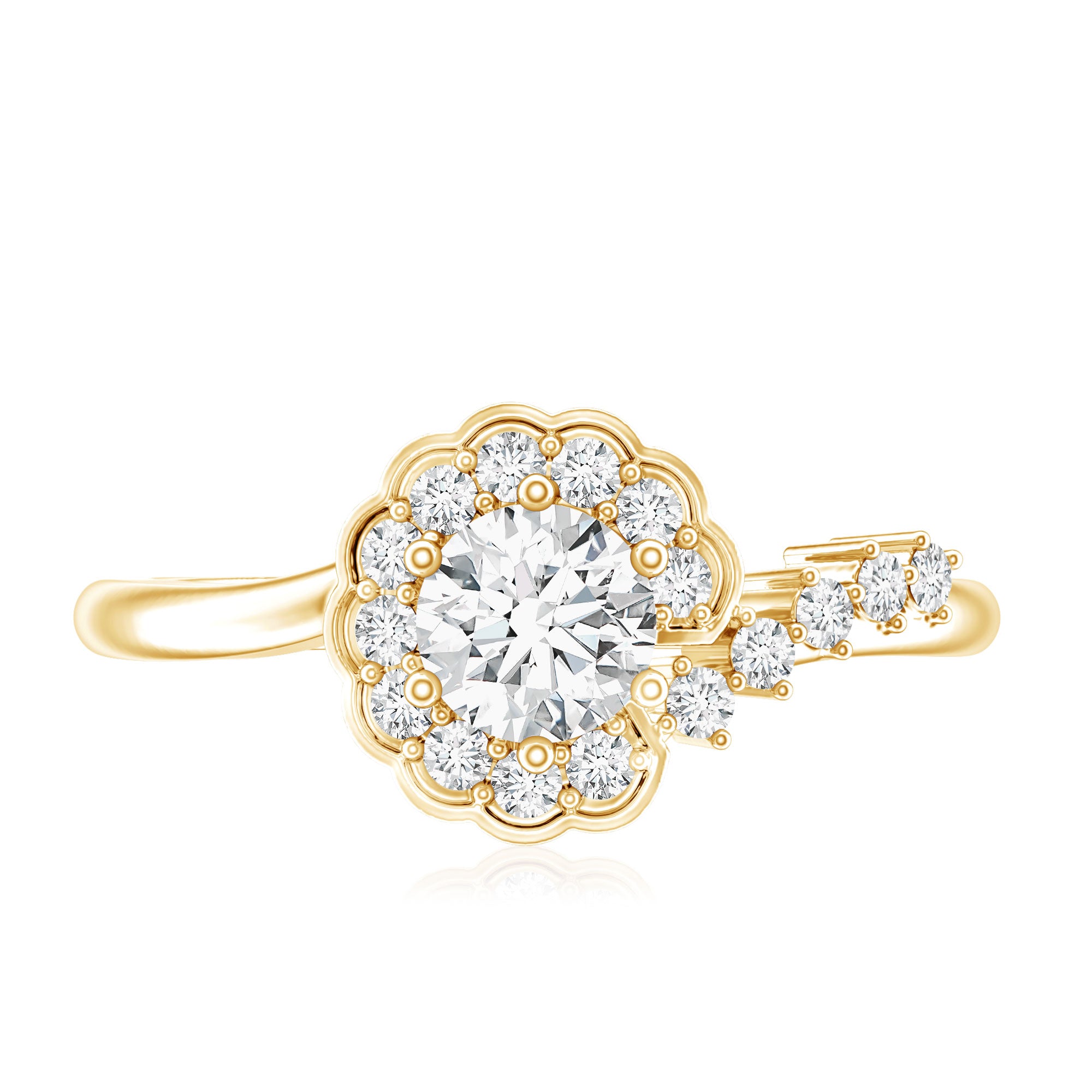 Rosec Jewels-Certified 5 MM Lab Grown Diamond Nature Inspired Engagement Ring