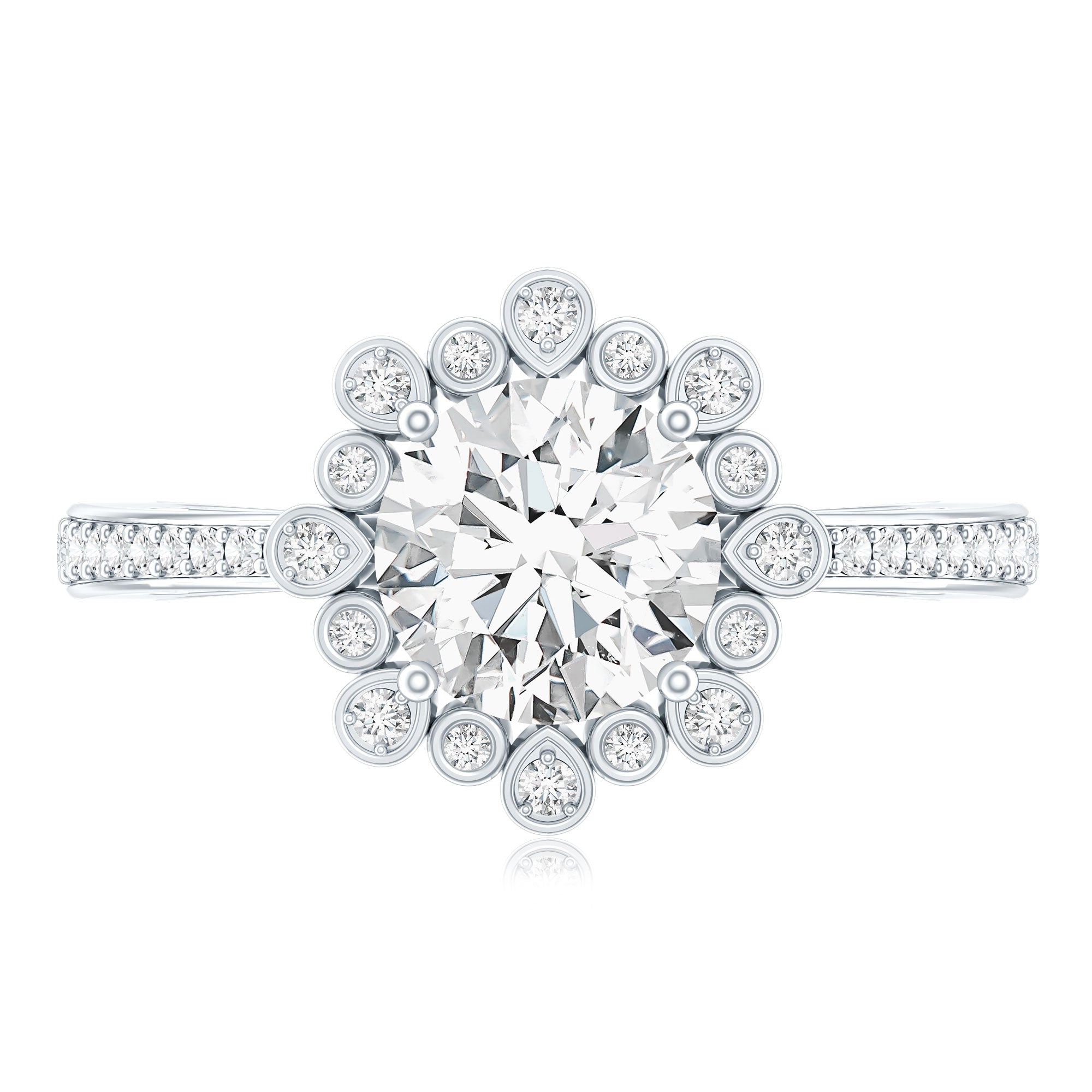Rosec Jewels-Lab Grown Diamond 8 MM Circle Engagement Ring With Side Stones