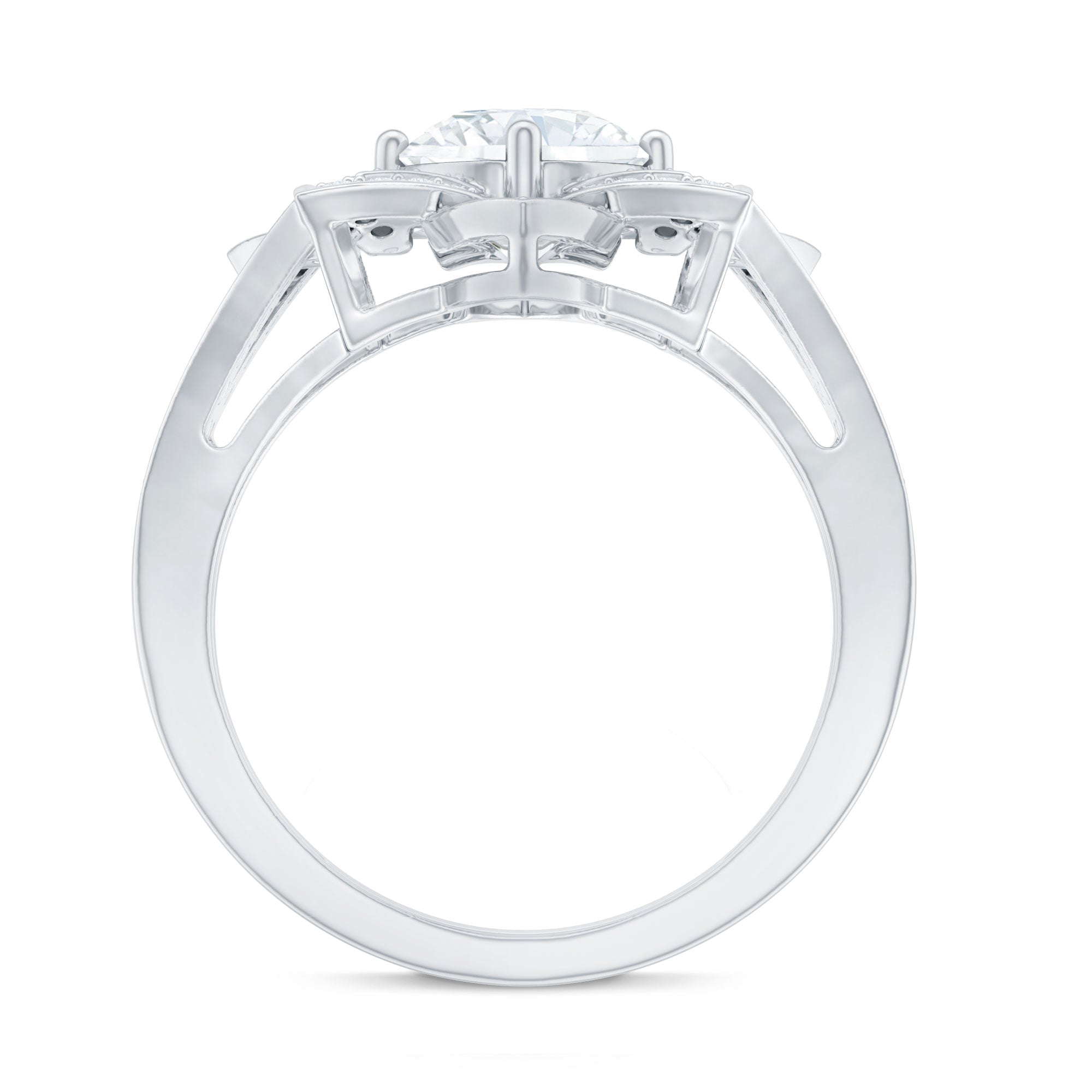 Lab Grown Diamond Art Deco Flower Engagement Ring Lab - ( EF-VS ) - Rosec Jewels