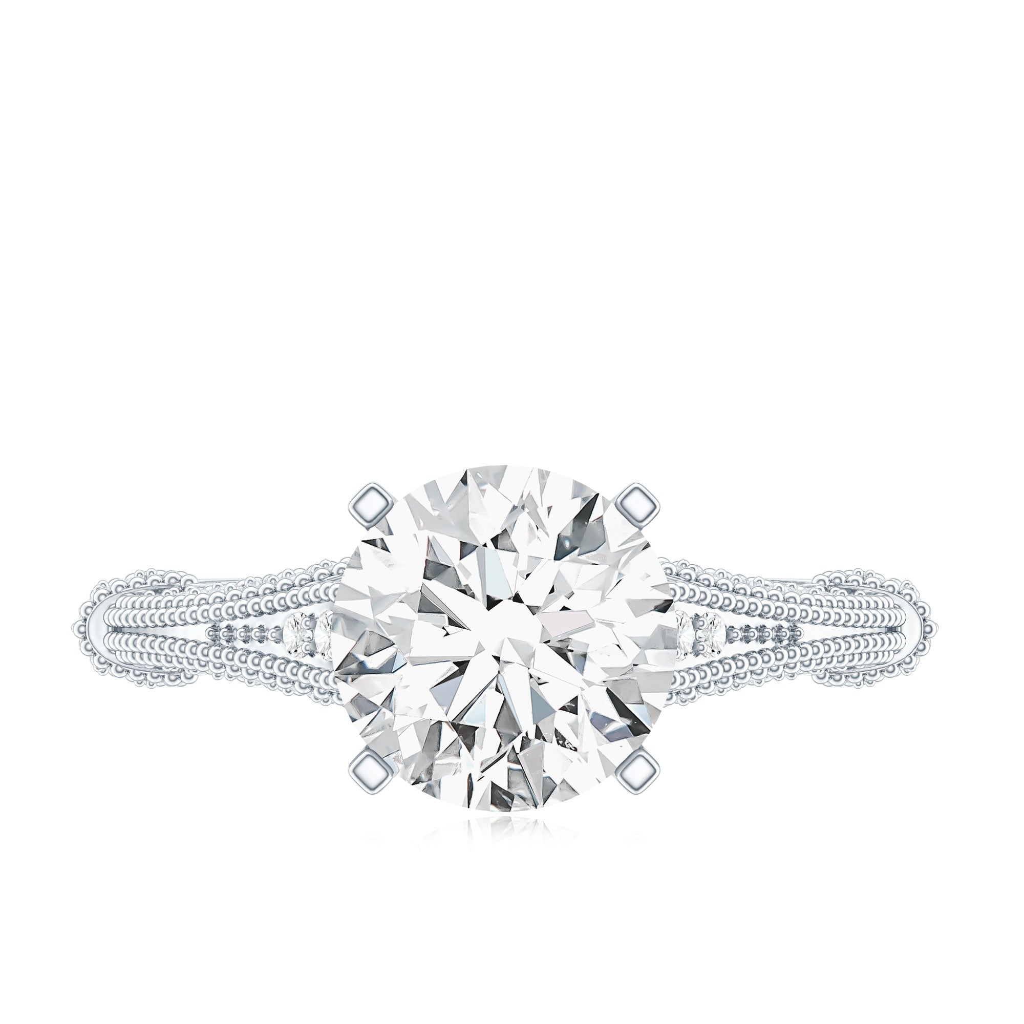 2 Carat Lab Grown Diamond Art Deco Solitaire Engagement Ring Lab - ( EF-VS ) - Rosec Jewels