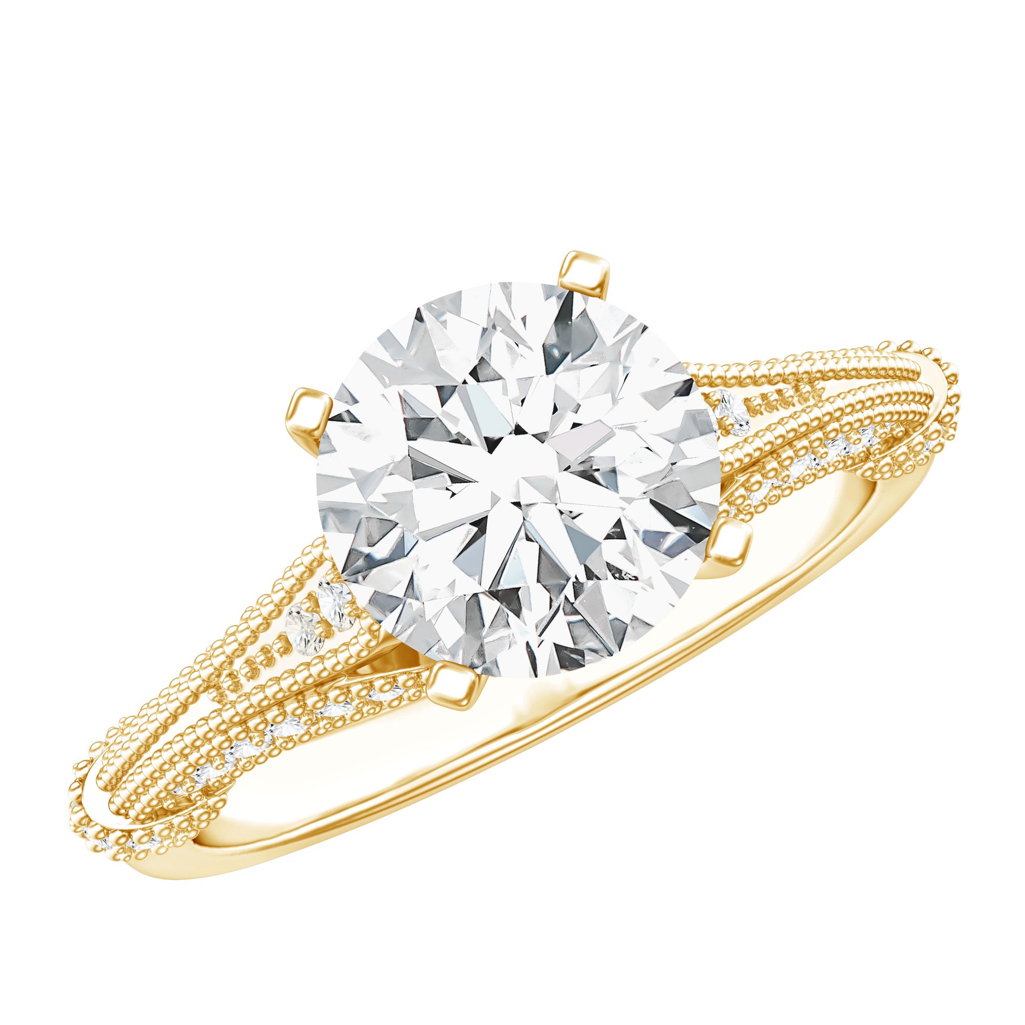 2 Carat Lab Grown Diamond Art Deco Solitaire Engagement Ring Lab - ( EF-VS ) - Rosec Jewels