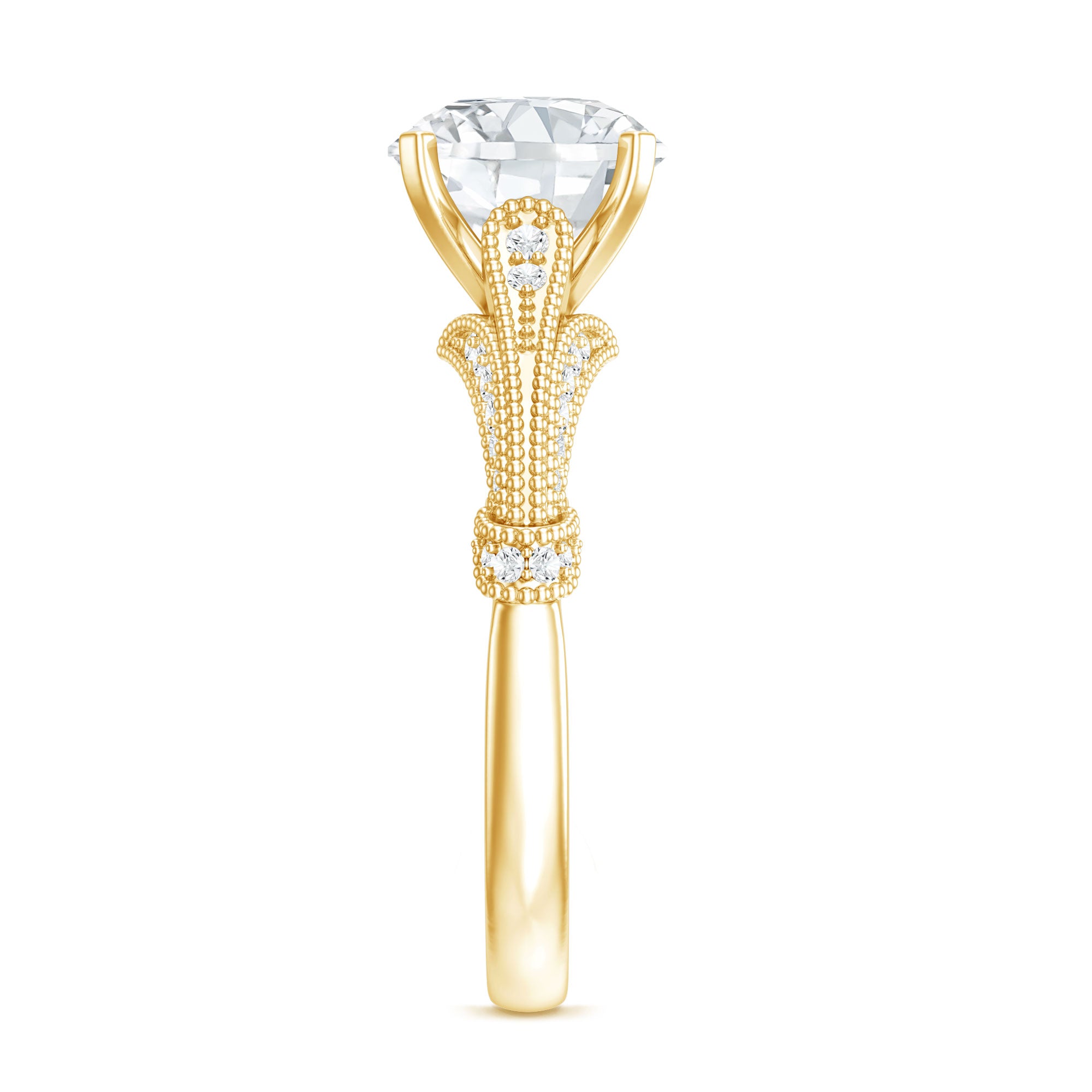 2 Carat Lab Grown Diamond Art Deco Solitaire Engagement Ring Lab - ( EF-VS ) - Rosec Jewels