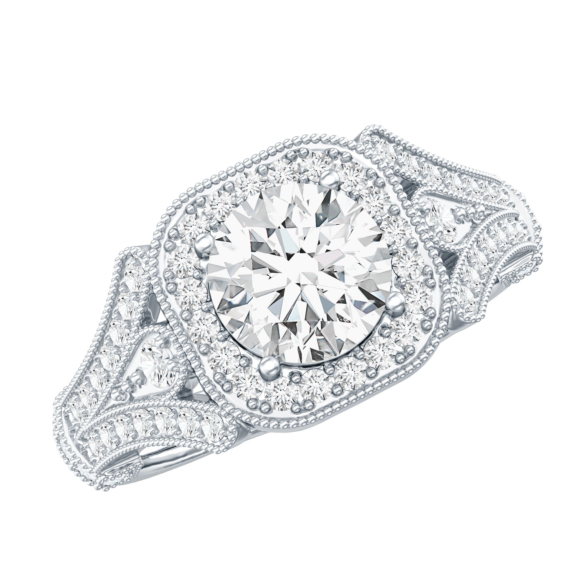 Rosec Jewels-Certified 7 MM Lab Grown Diamond Vintage Style Engagement Ring